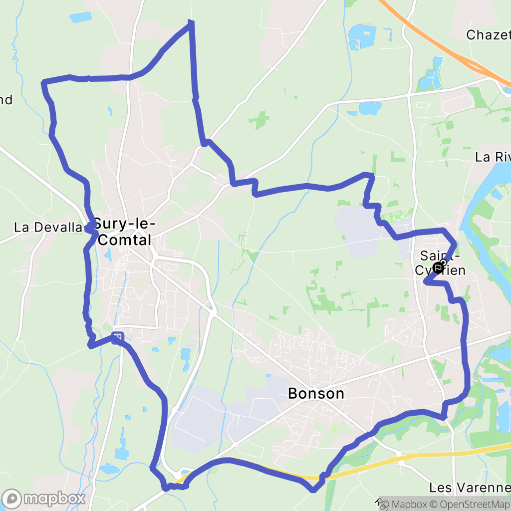 Saint-Cyprien : carte du parcours de randonnée - France