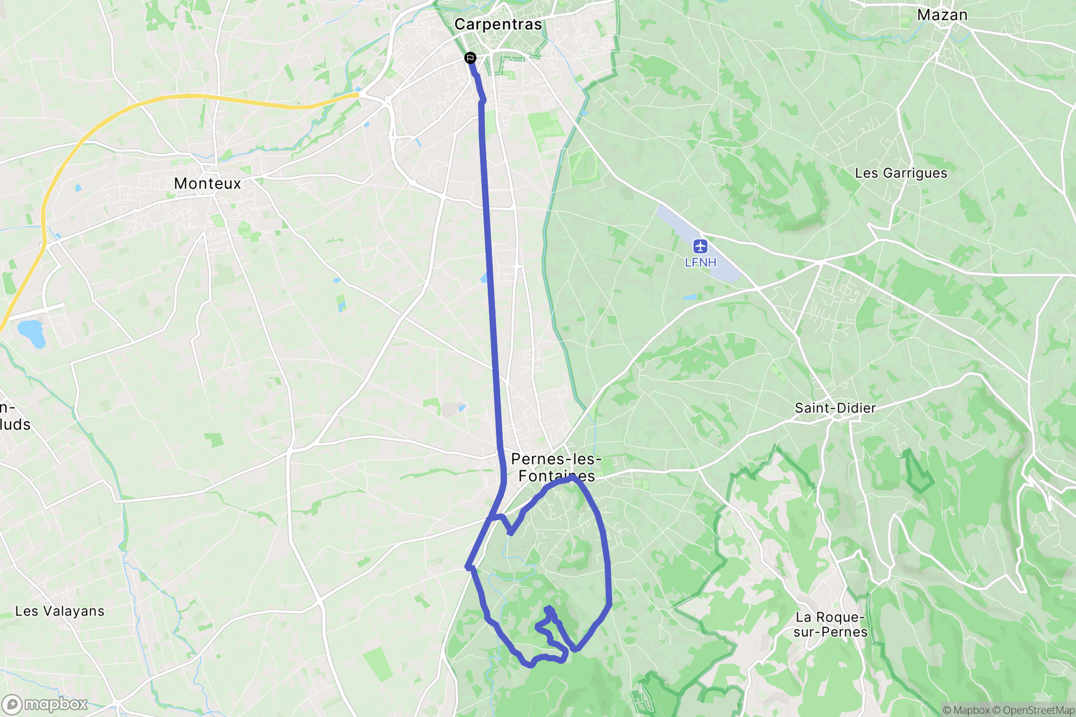 Carpentras : carte du parcours de randonnée - France