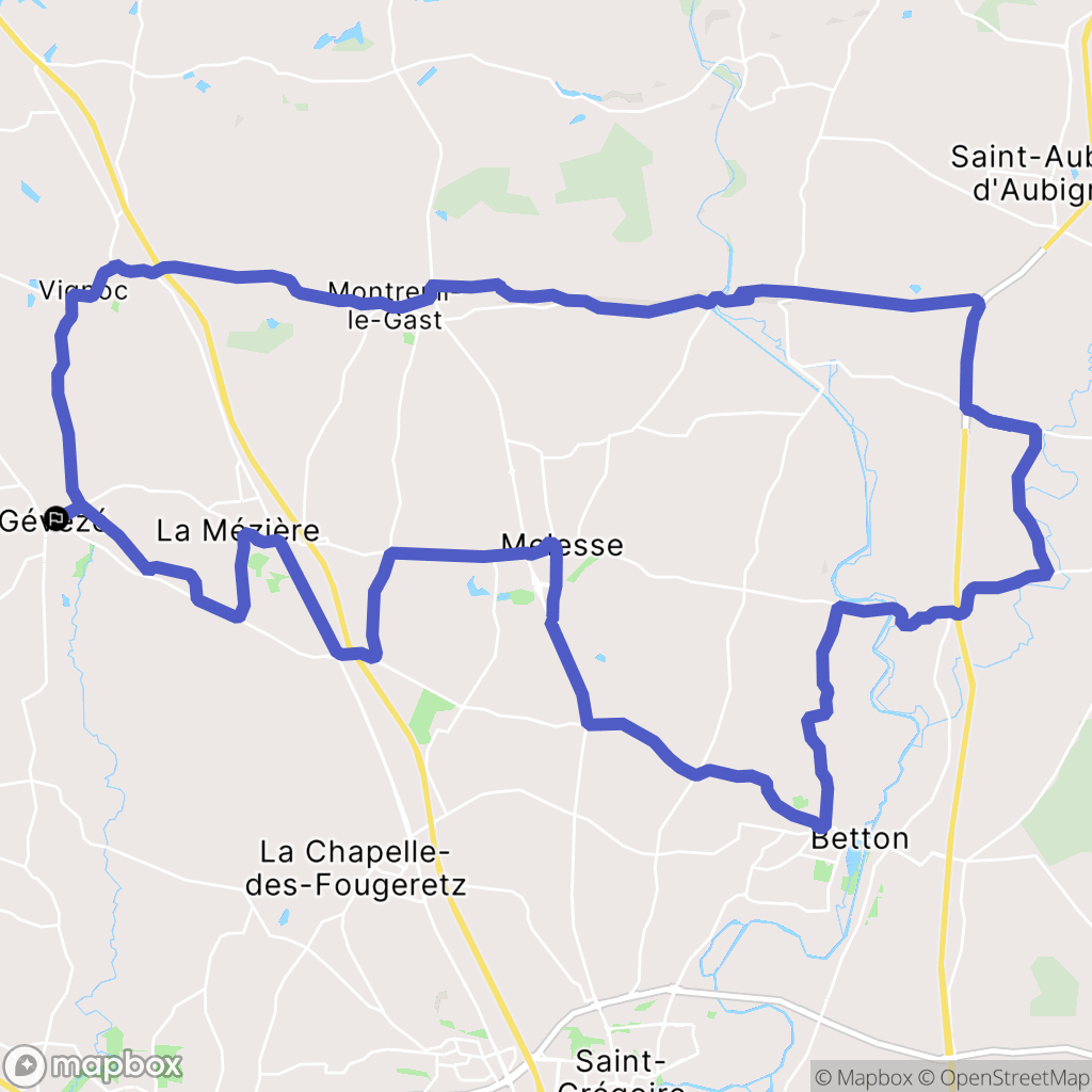 Gévezé : carte du parcours de randonnée - France