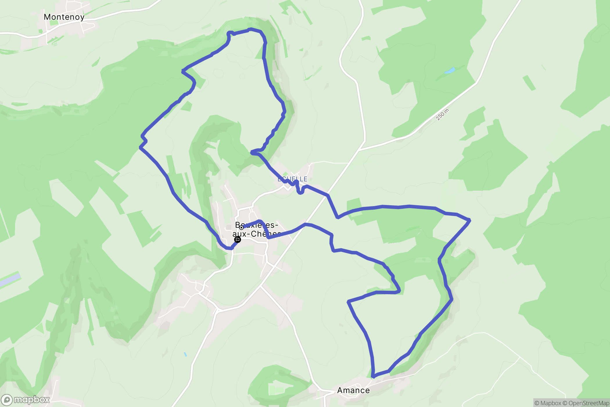 Bouxières-aux-Chênes : carte du parcours de randonnée - France