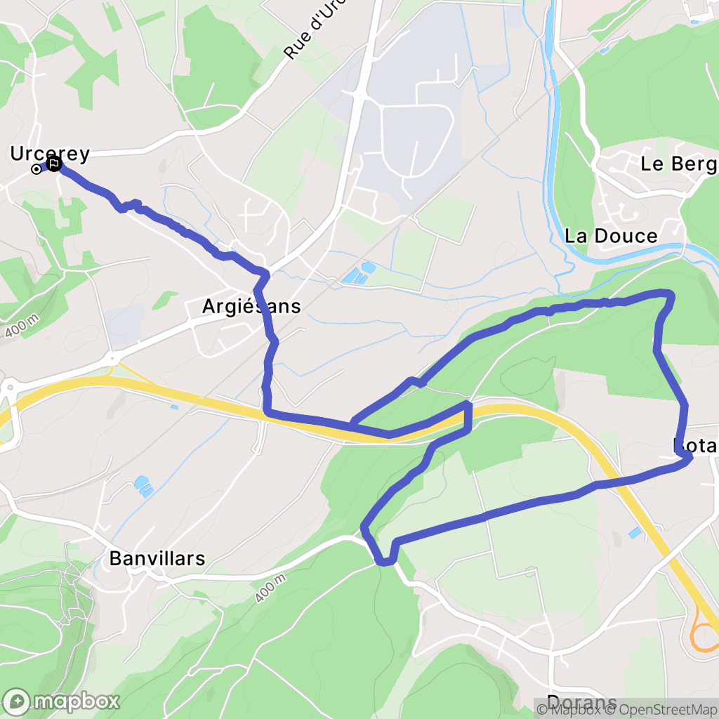 Urcerey : carte du parcours de randonnée - France