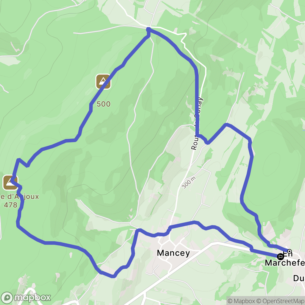 Mancey : carte du parcours de randonnée - France