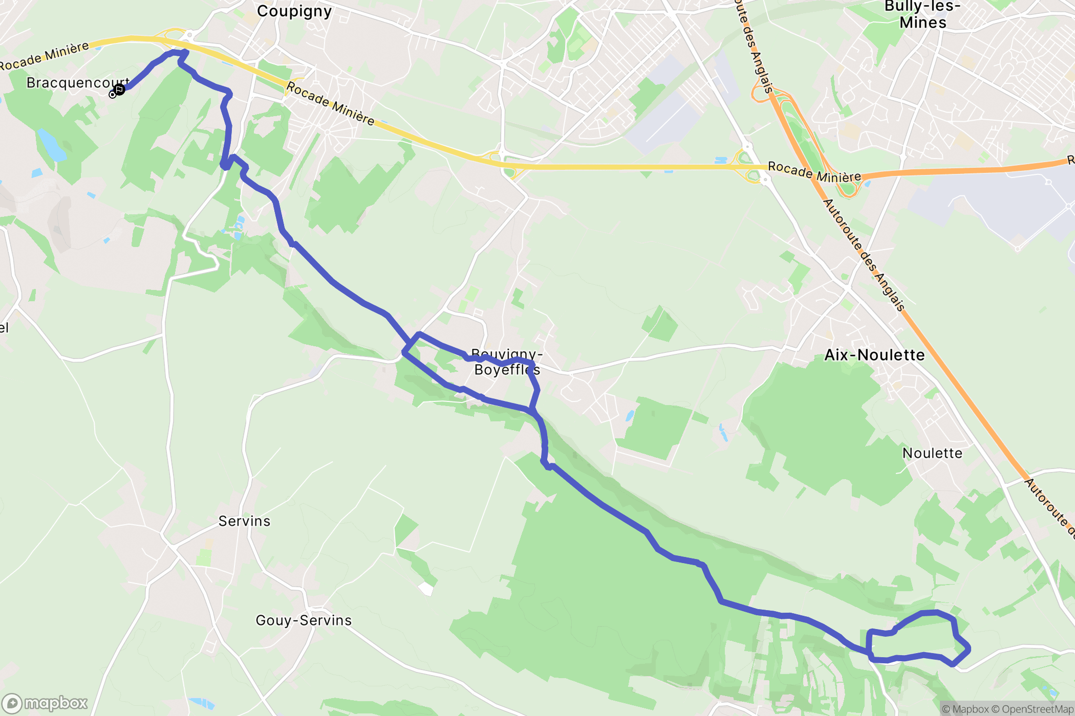 Hersin-Coupigny : carte du parcours de randonnée - France