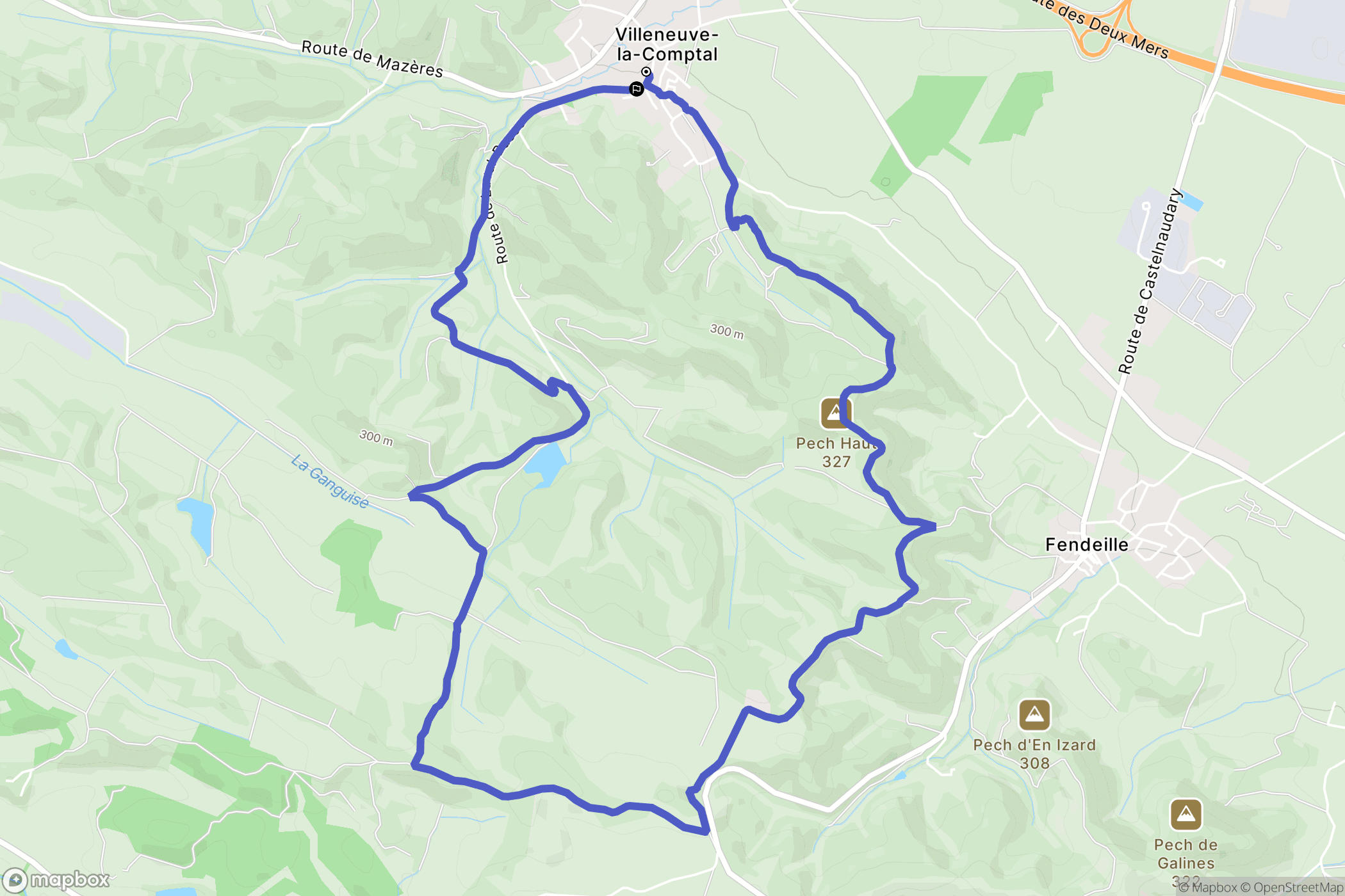Villeneuve-la-Comptal : carte du parcours de randonnée - France