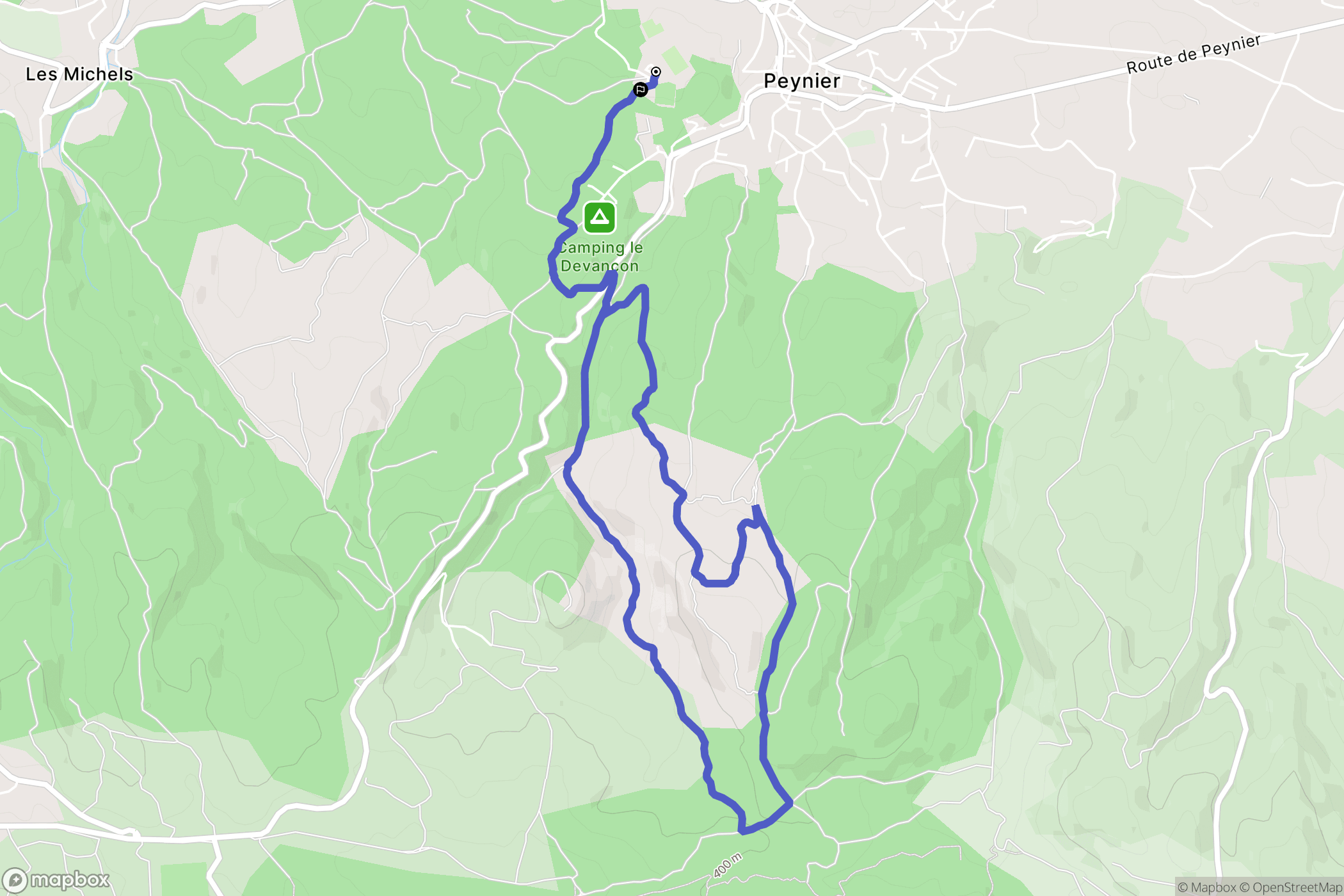 Peynier : carte du parcours de randonnée - France