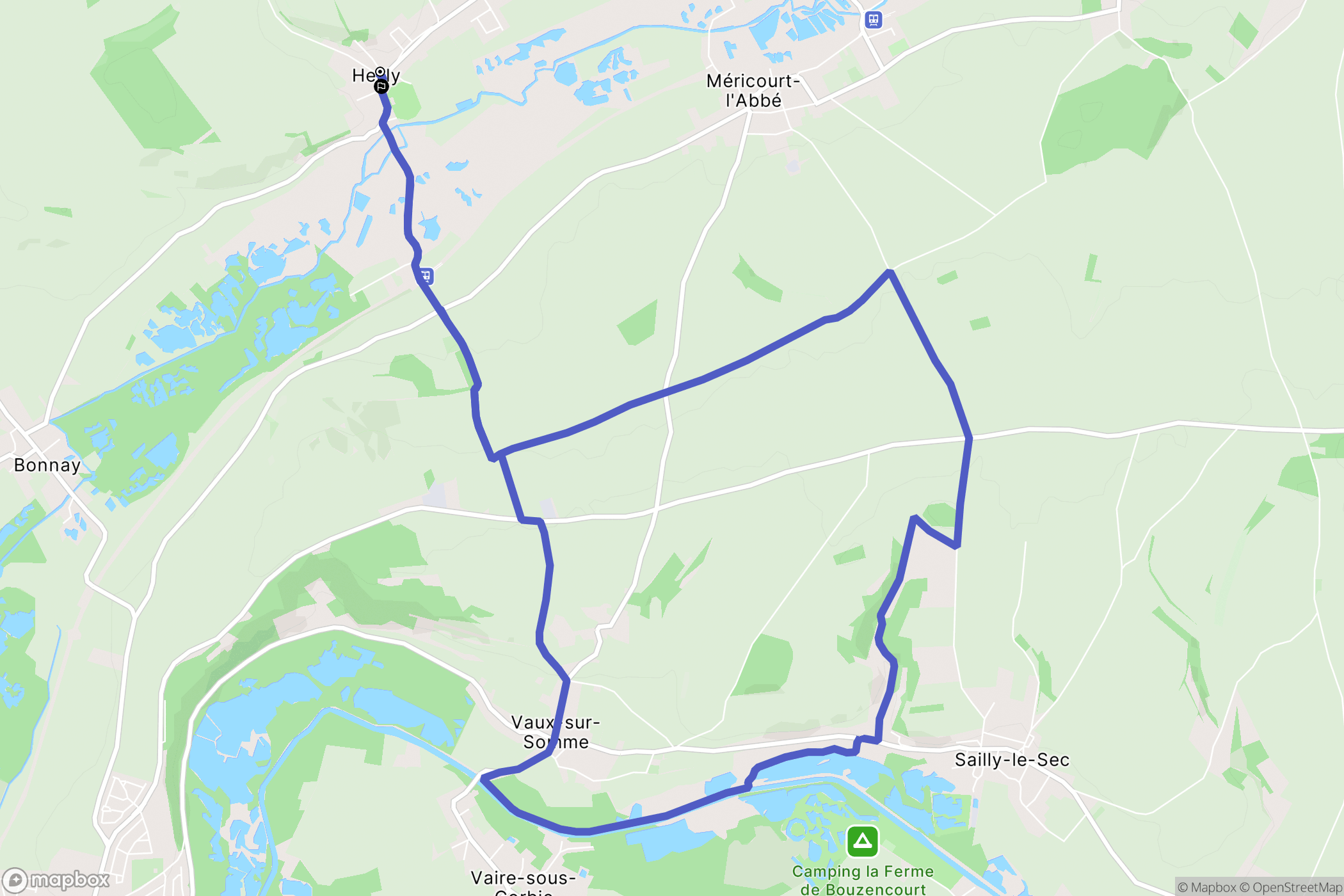Heilly : carte du parcours de randonnée - France