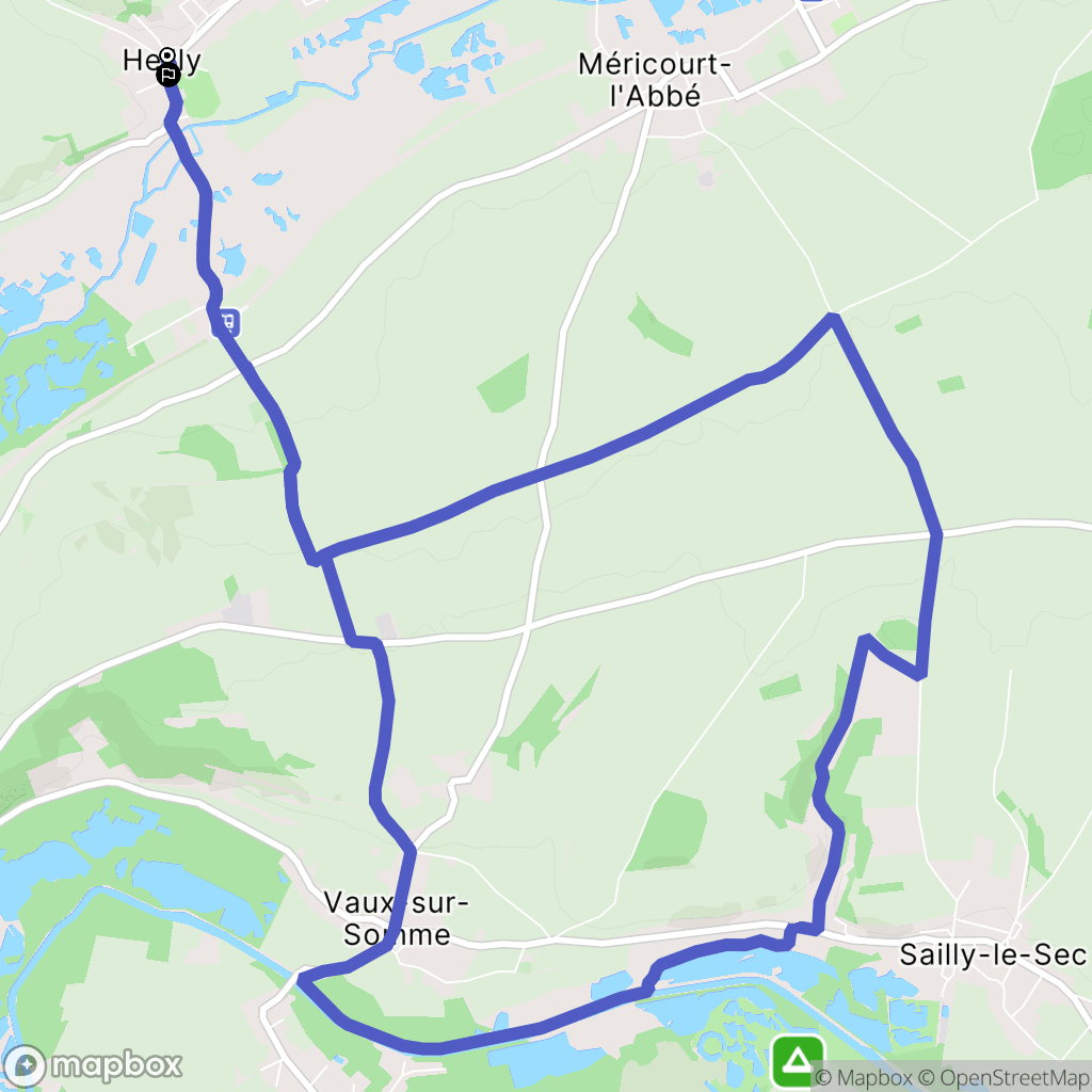 Heilly : carte du parcours de randonnée - France