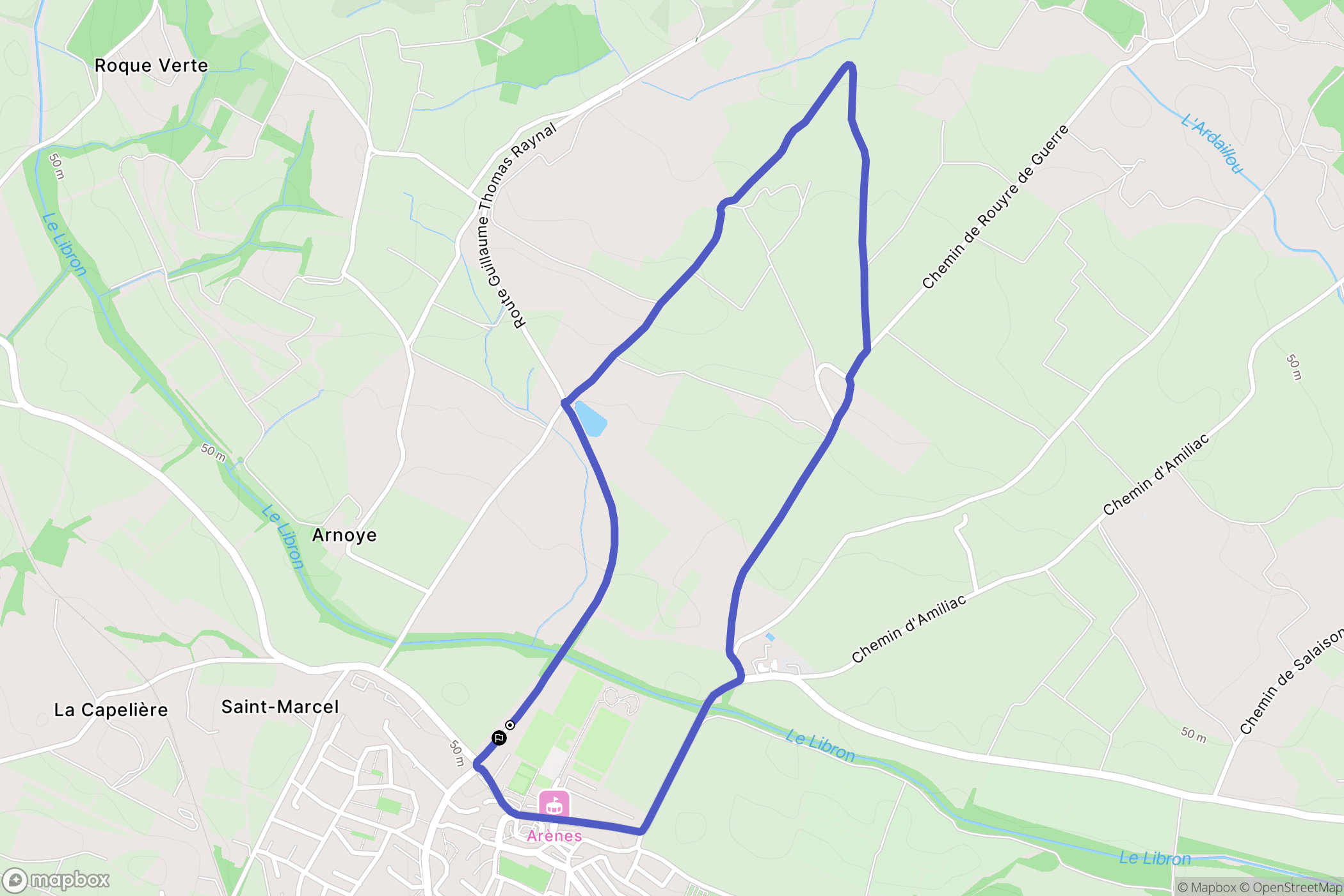 Boujan-sur-Libron : carte du parcours de randonnée - France