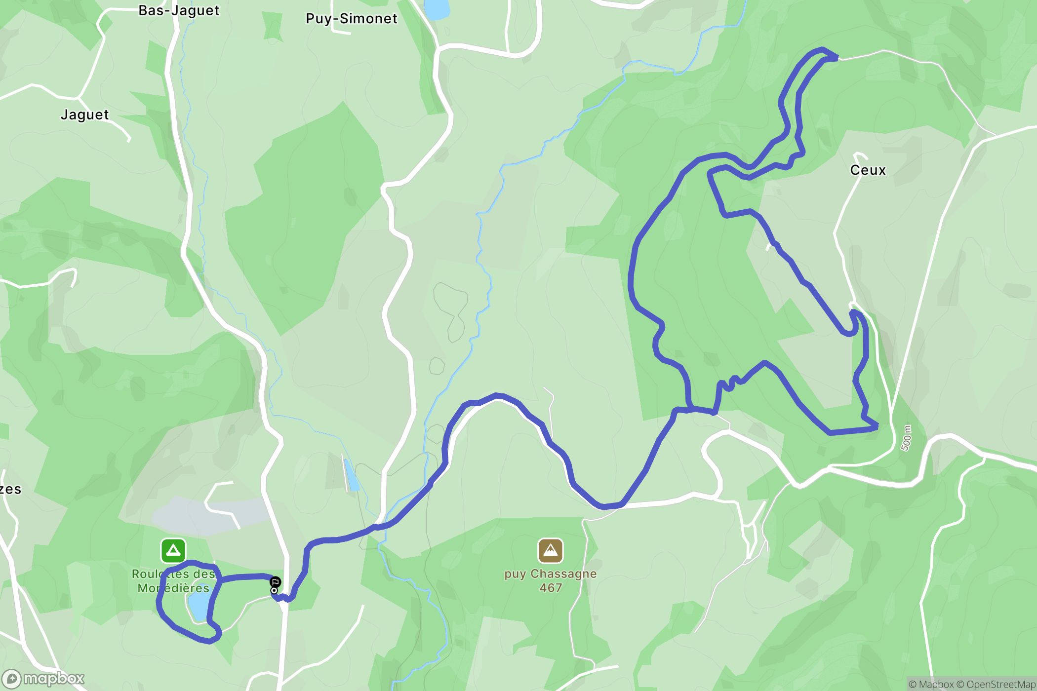 Chamberet : carte du parcours de randonnée - France