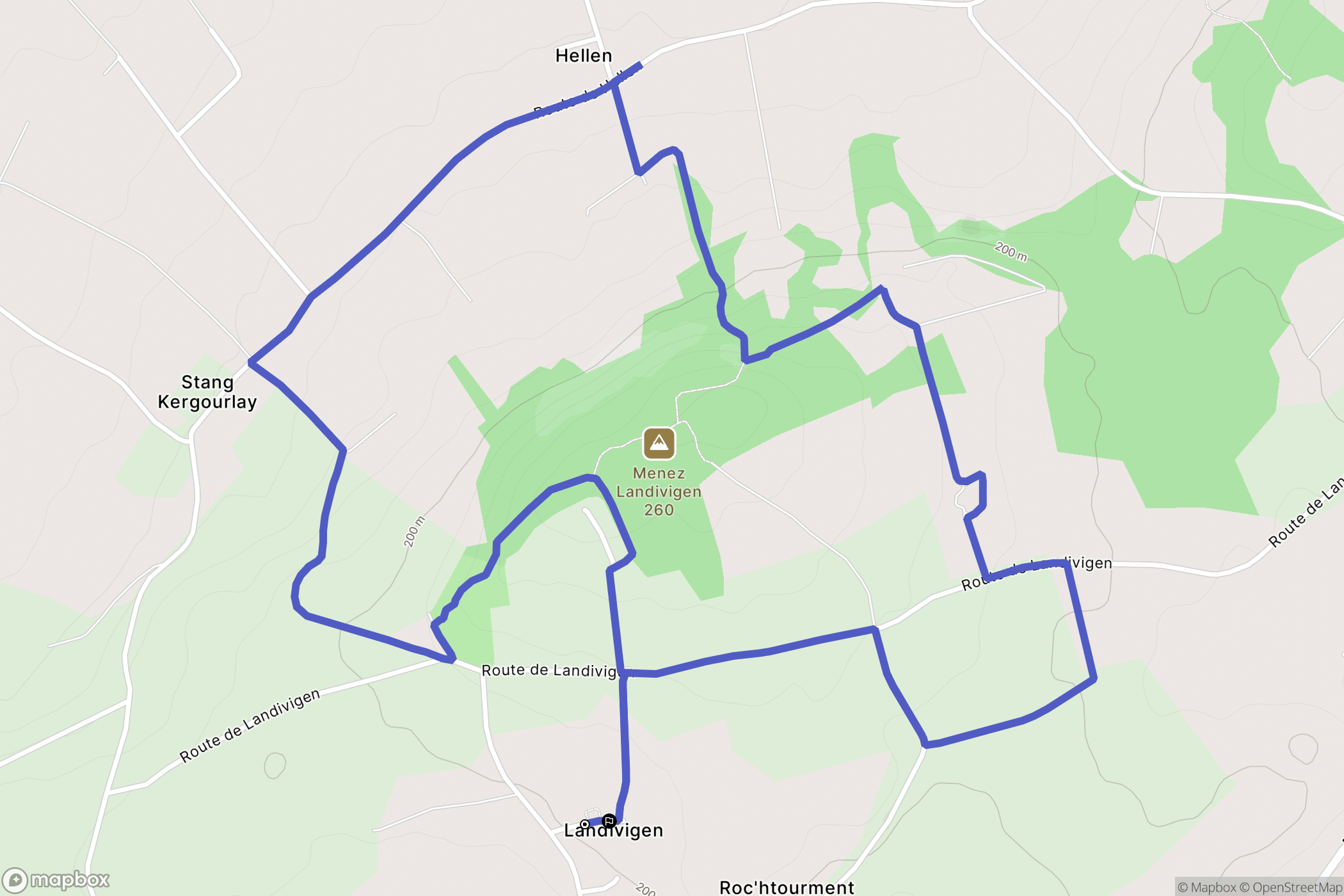 Edern : carte du parcours de randonnée - France