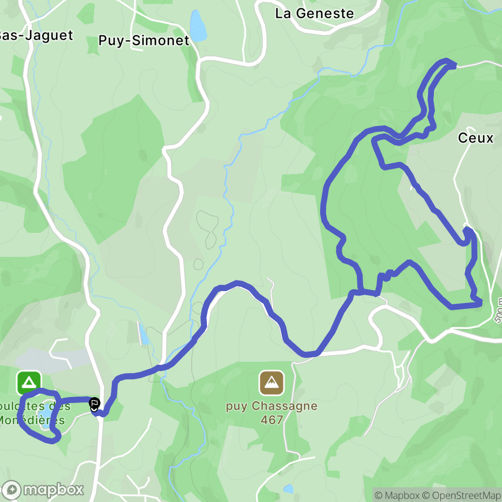 Chamberet : carte du parcours de randonnée - France