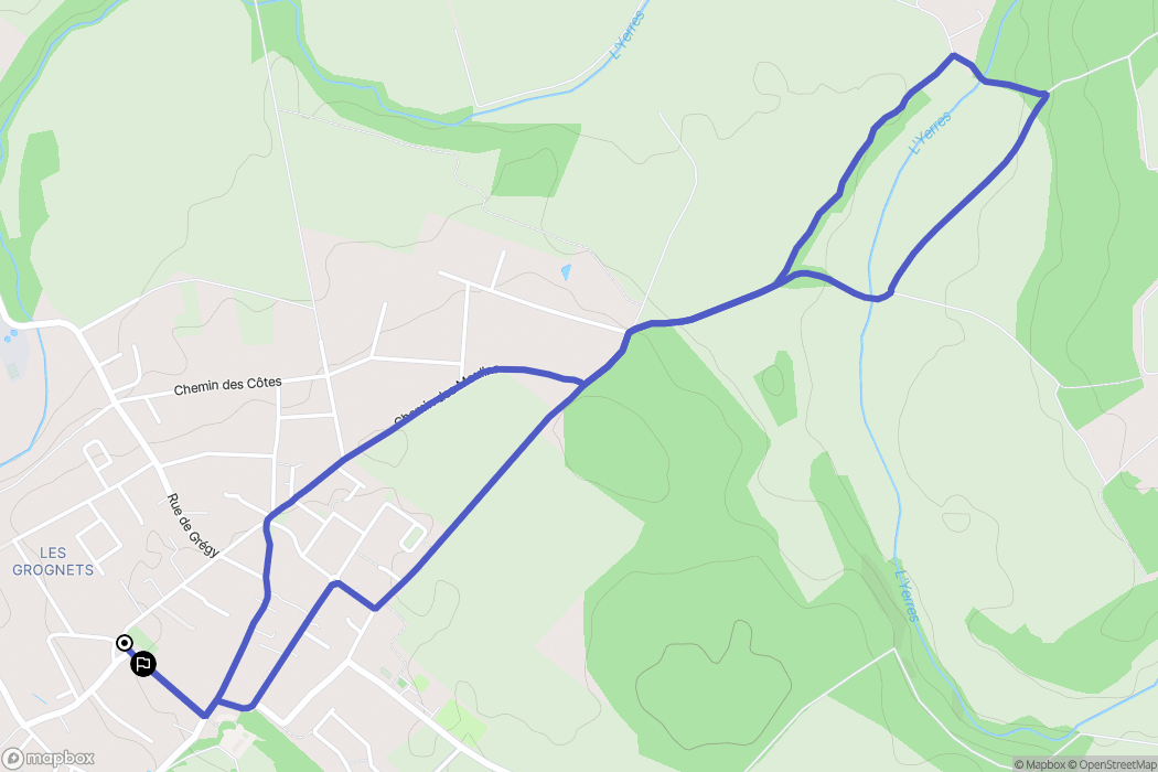 Évry-Grégy-sur-Yerre : carte du parcours de randonnée - France