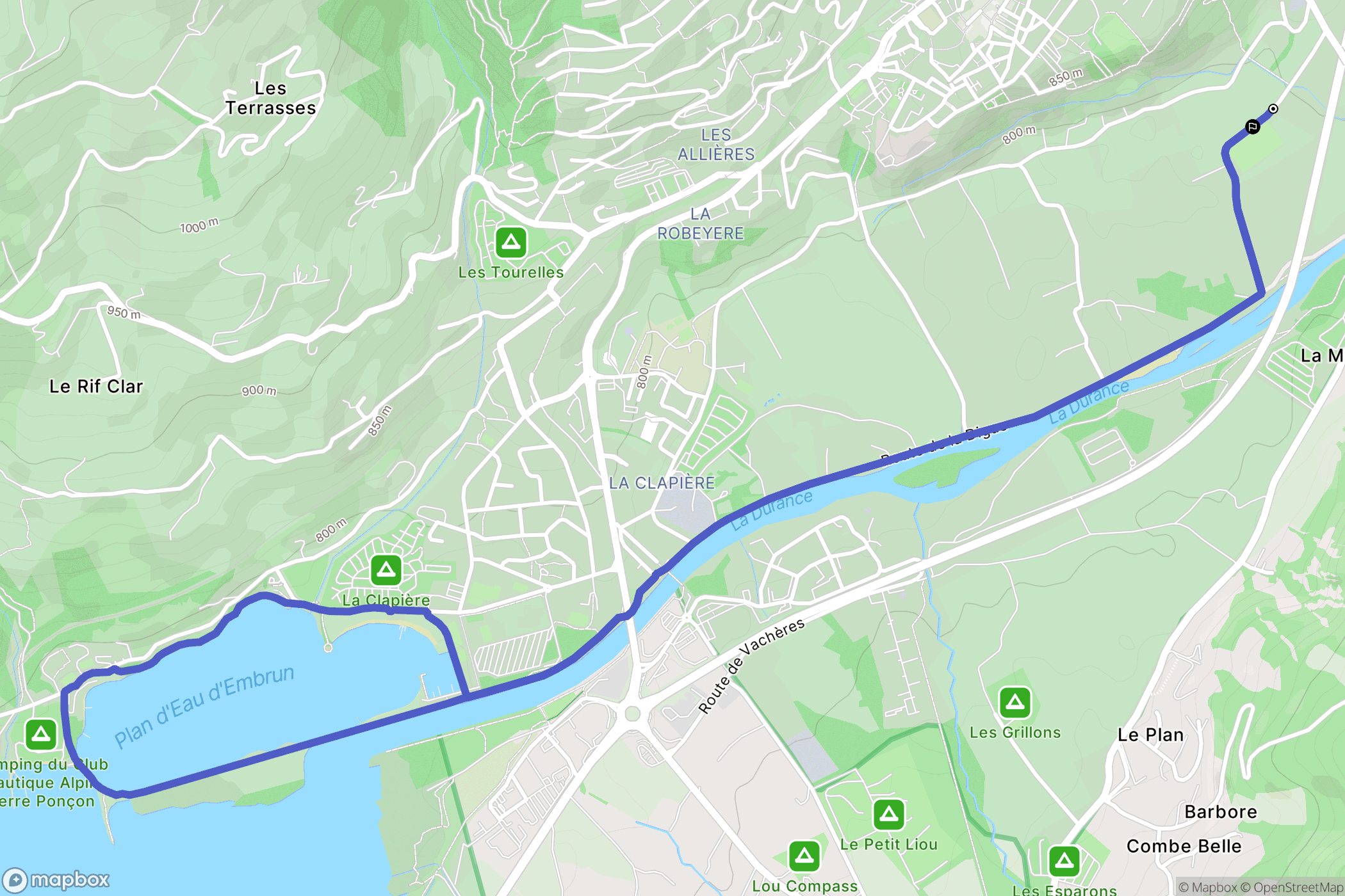 Embrun : carte du parcours de randonnée - France
