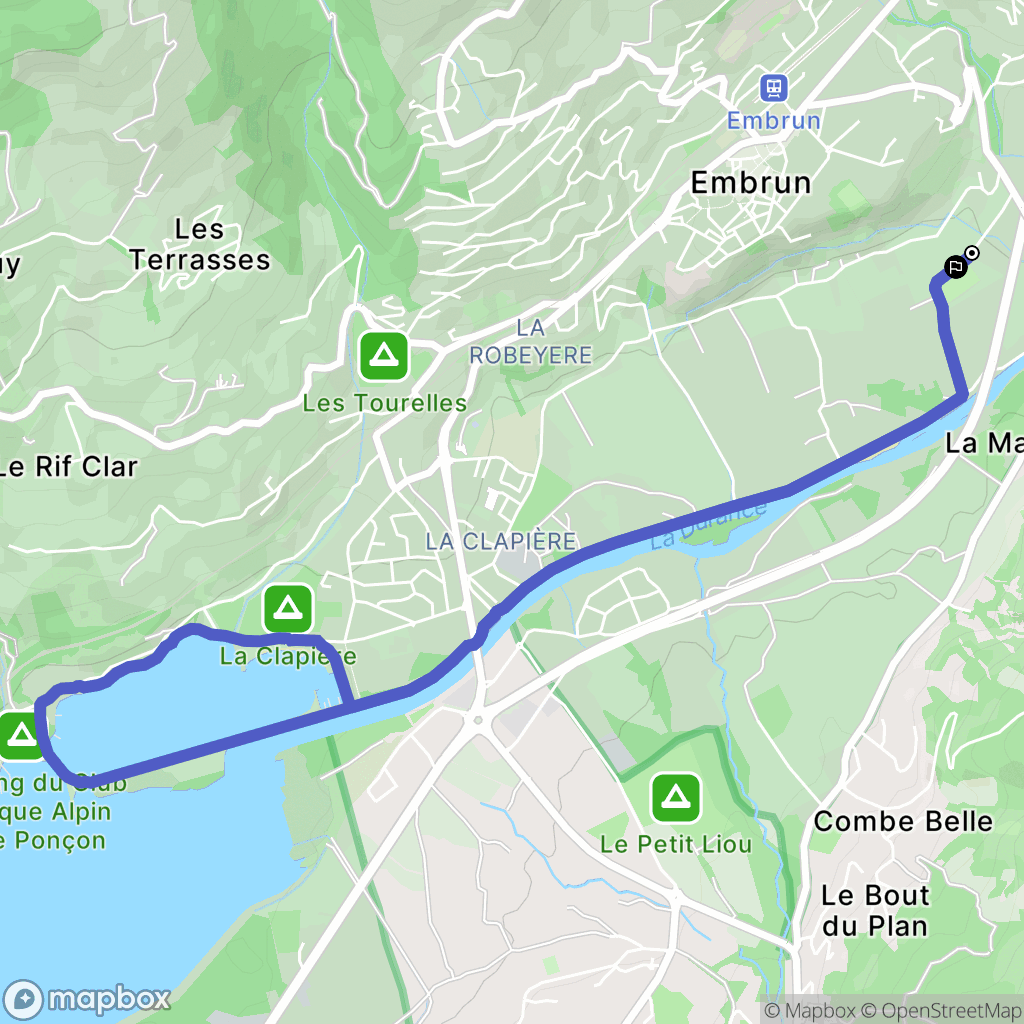 Embrun : carte du parcours de randonnée - France
