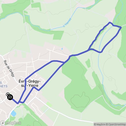 Évry-Grégy-sur-Yerre : carte du parcours de randonnée - France