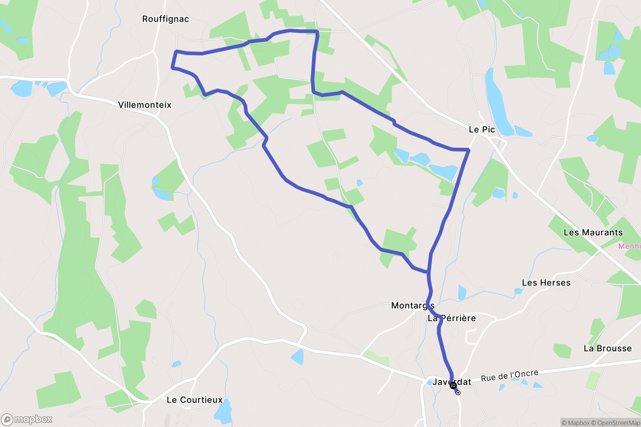 Javerdat : carte du parcours de randonnée - France
