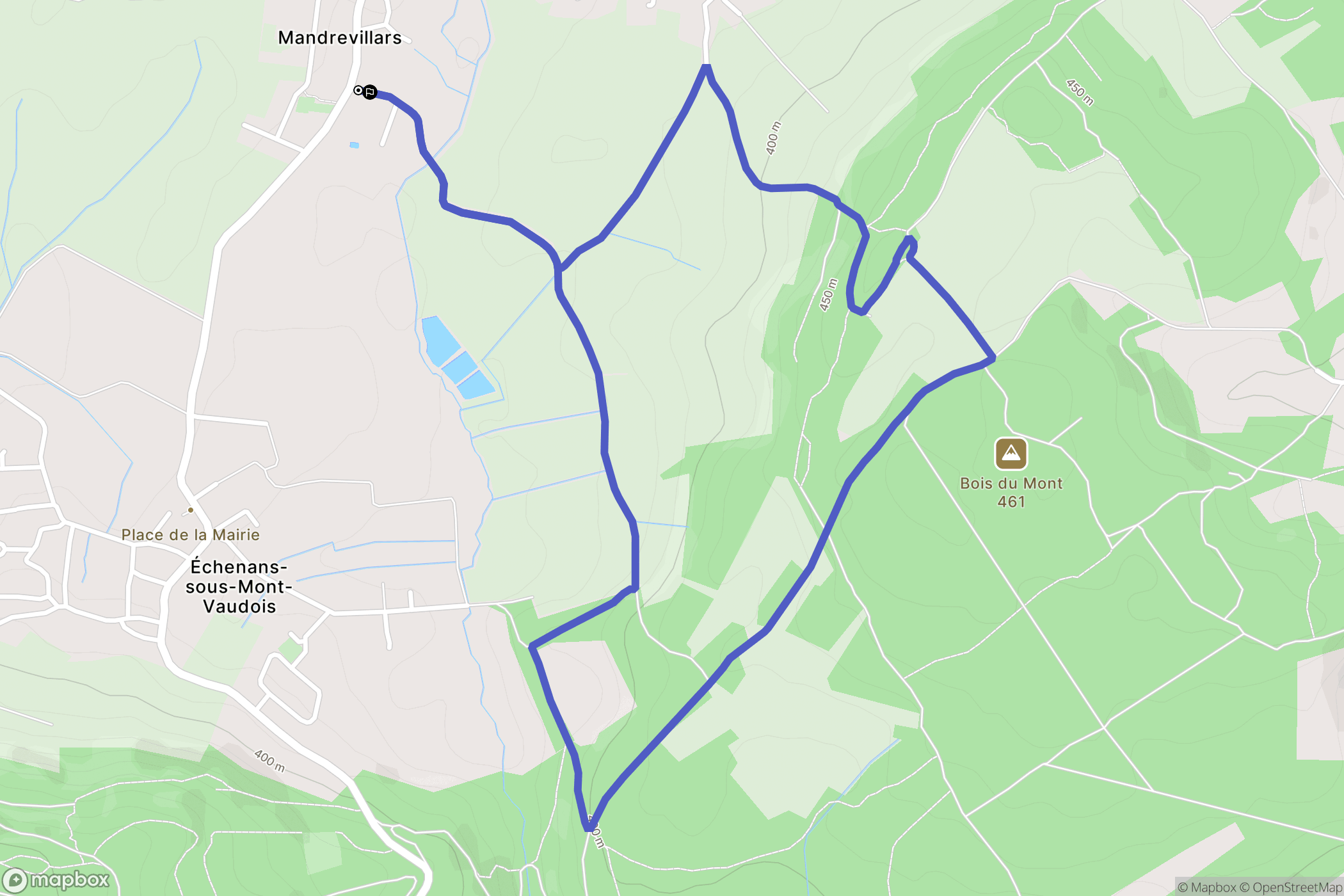 Mandrevillars : carte du parcours de randonnée - France