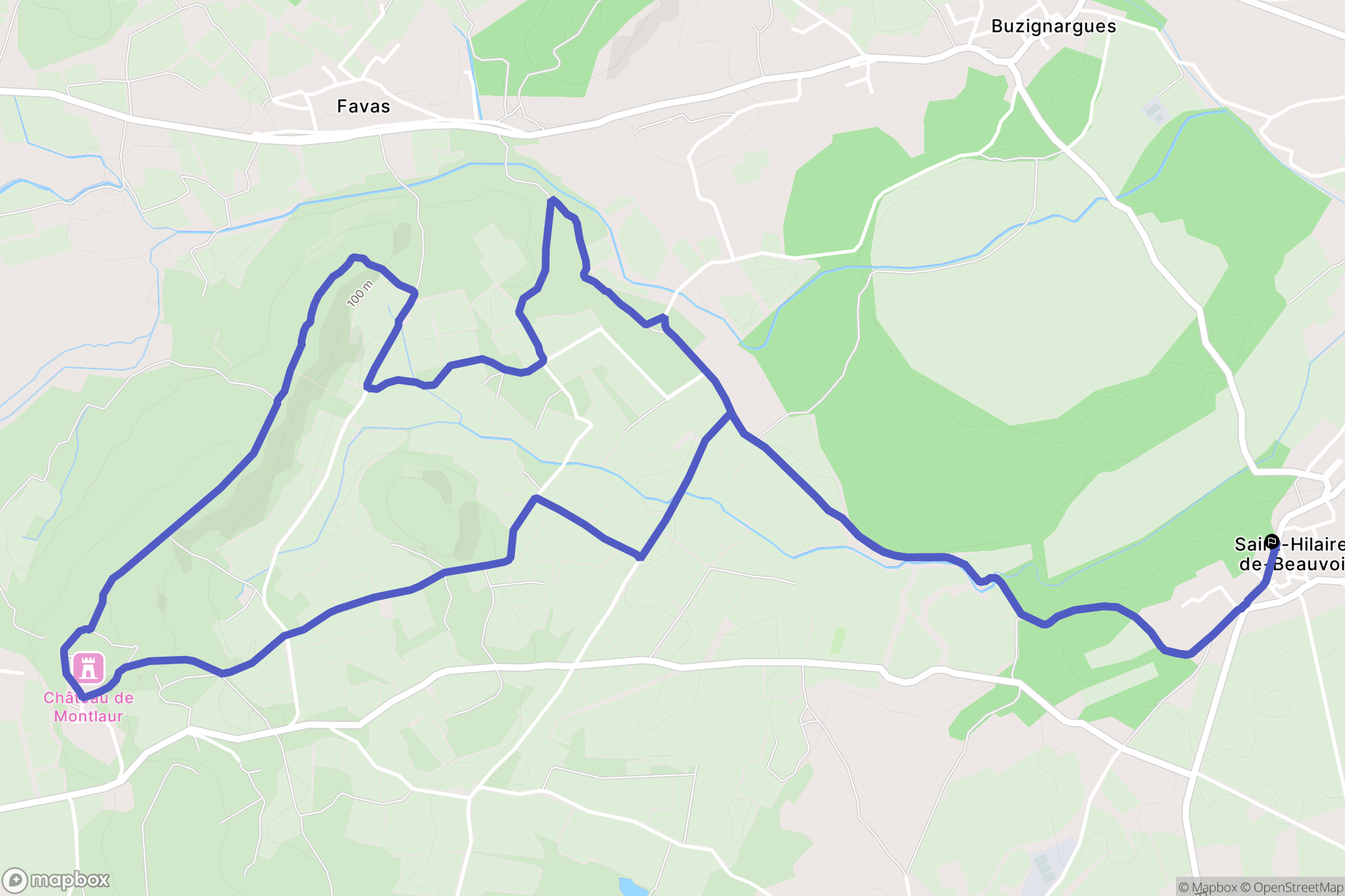 Saint-Hilaire-de-Beauvoir : carte du parcours de randonnée - France