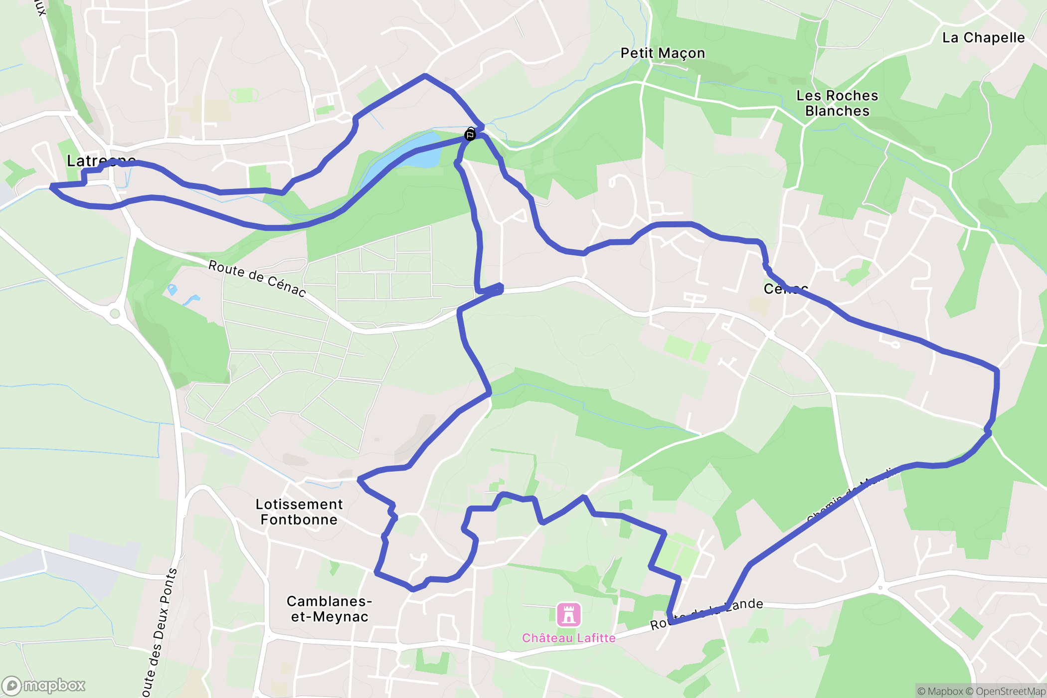 Cenac : carte du parcours de randonnée - France