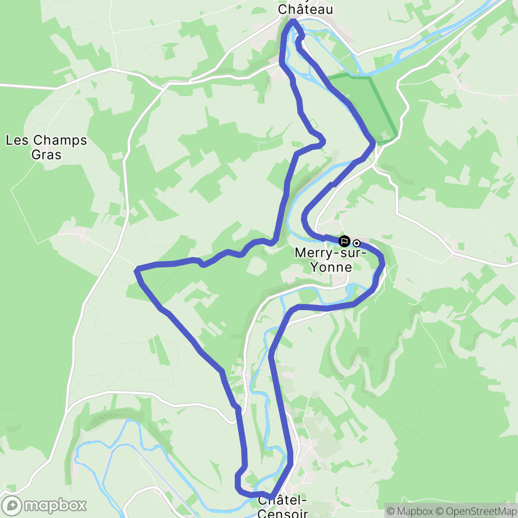 Merry-sur-Yonne : carte du parcours de randonnée - France