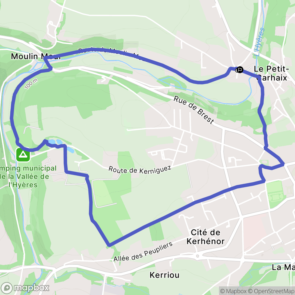 Plounévézel : carte du parcours de randonnée - France