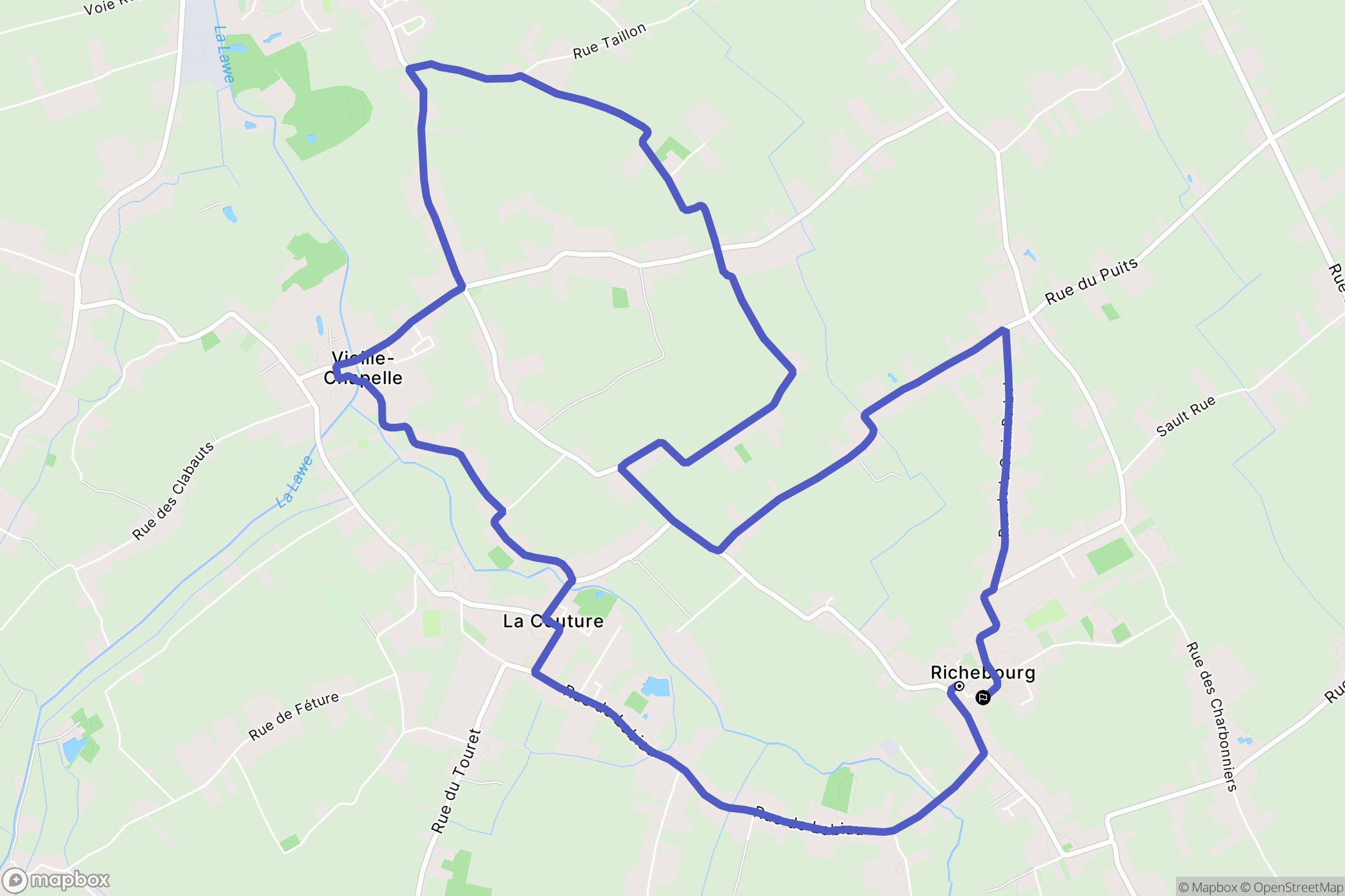Richebourg : carte du parcours de randonnée - France