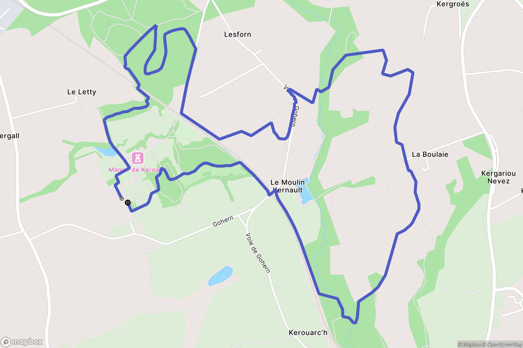 Mellac : carte du parcours de randonnée - France