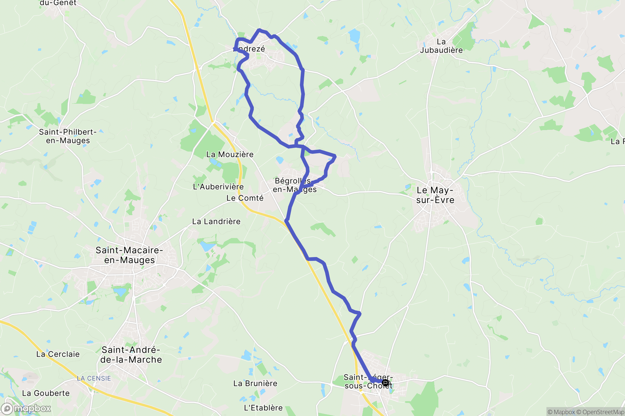 Saint-Léger-sous-Cholet : carte du parcours de randonnée - France