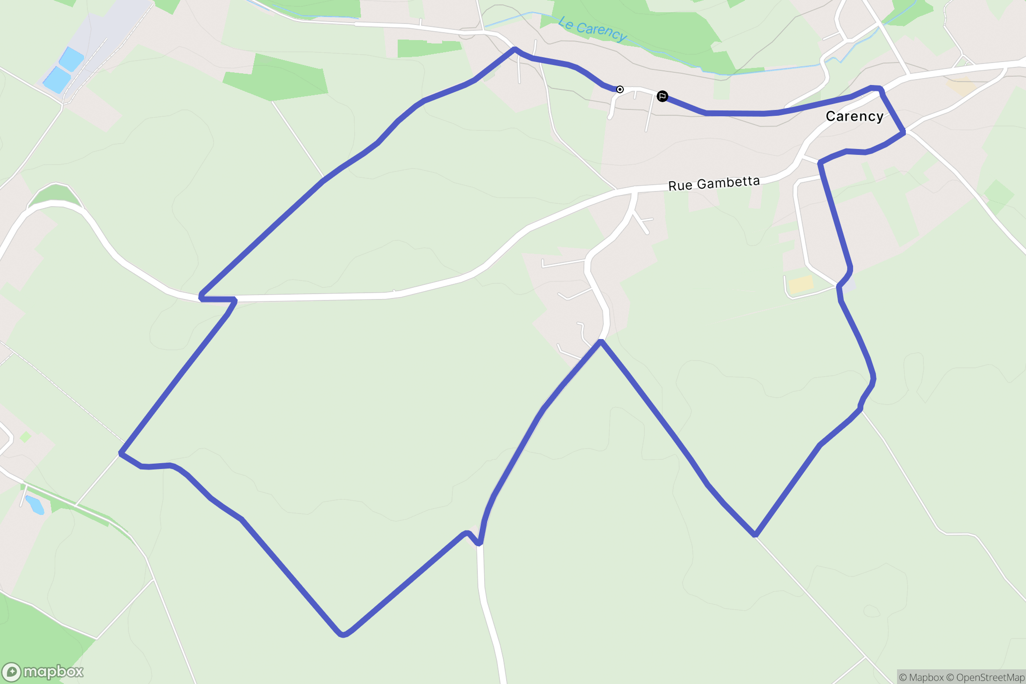Carency : carte du parcours de randonnée - France