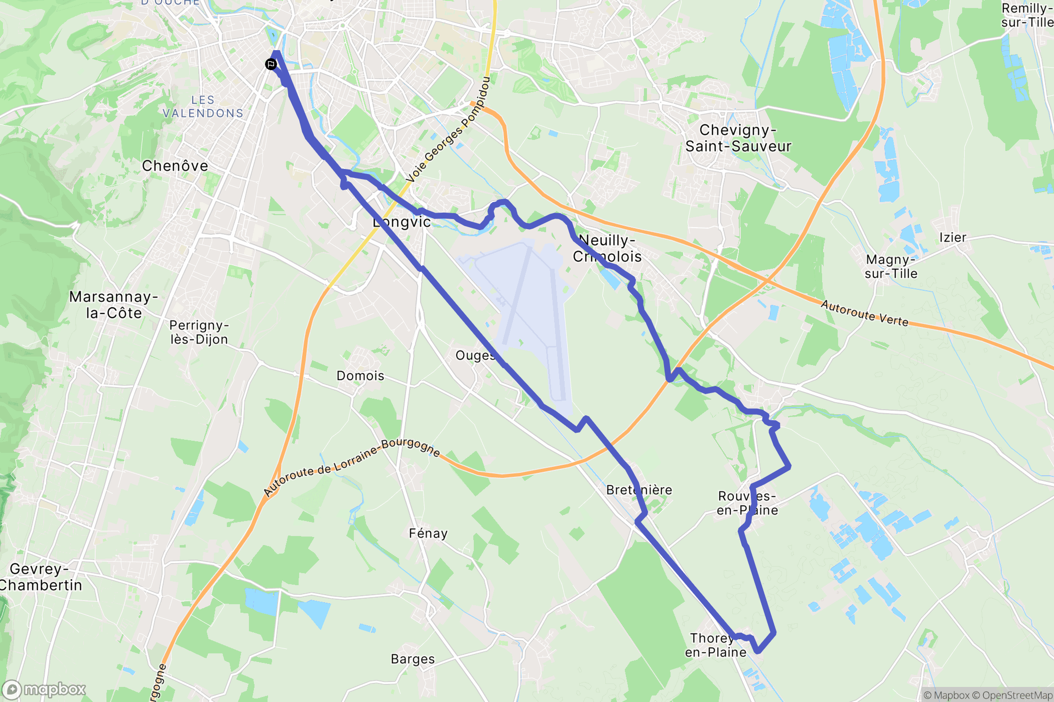 Dijon : carte du parcours de randonnée - France