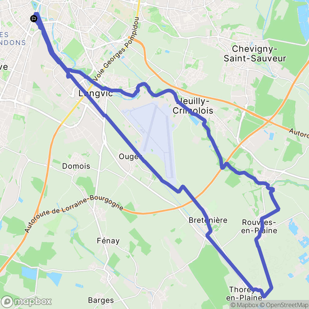 Dijon : carte du parcours de randonnée - France
