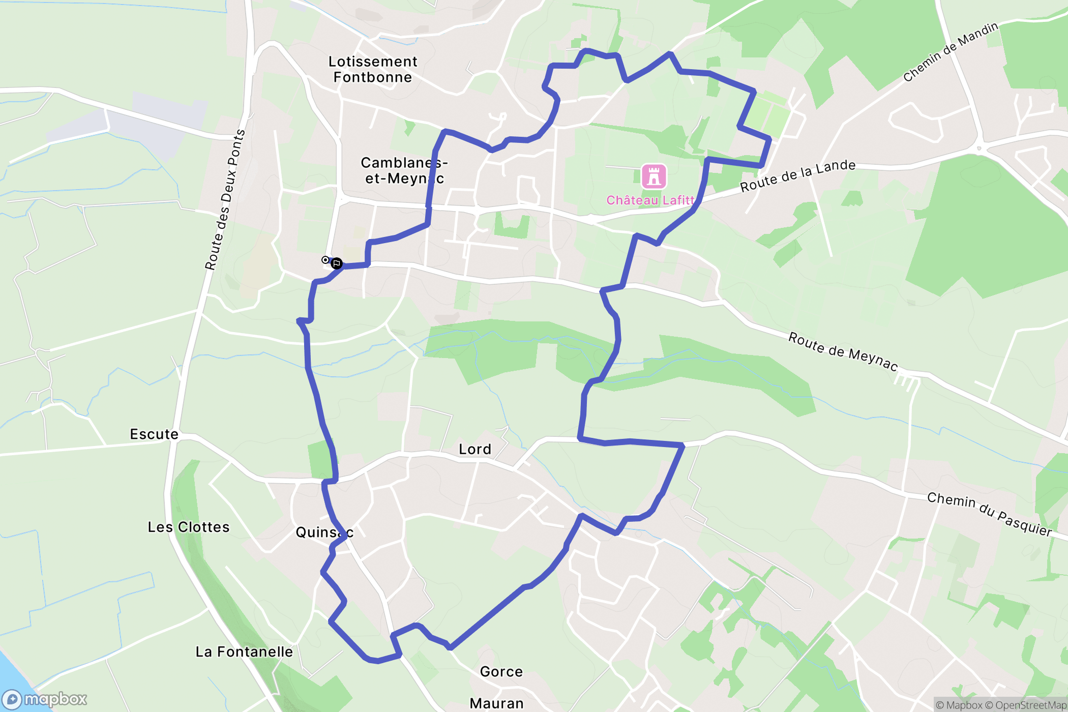 Camblanes-et-Meynac : carte du parcours de randonnée - France
