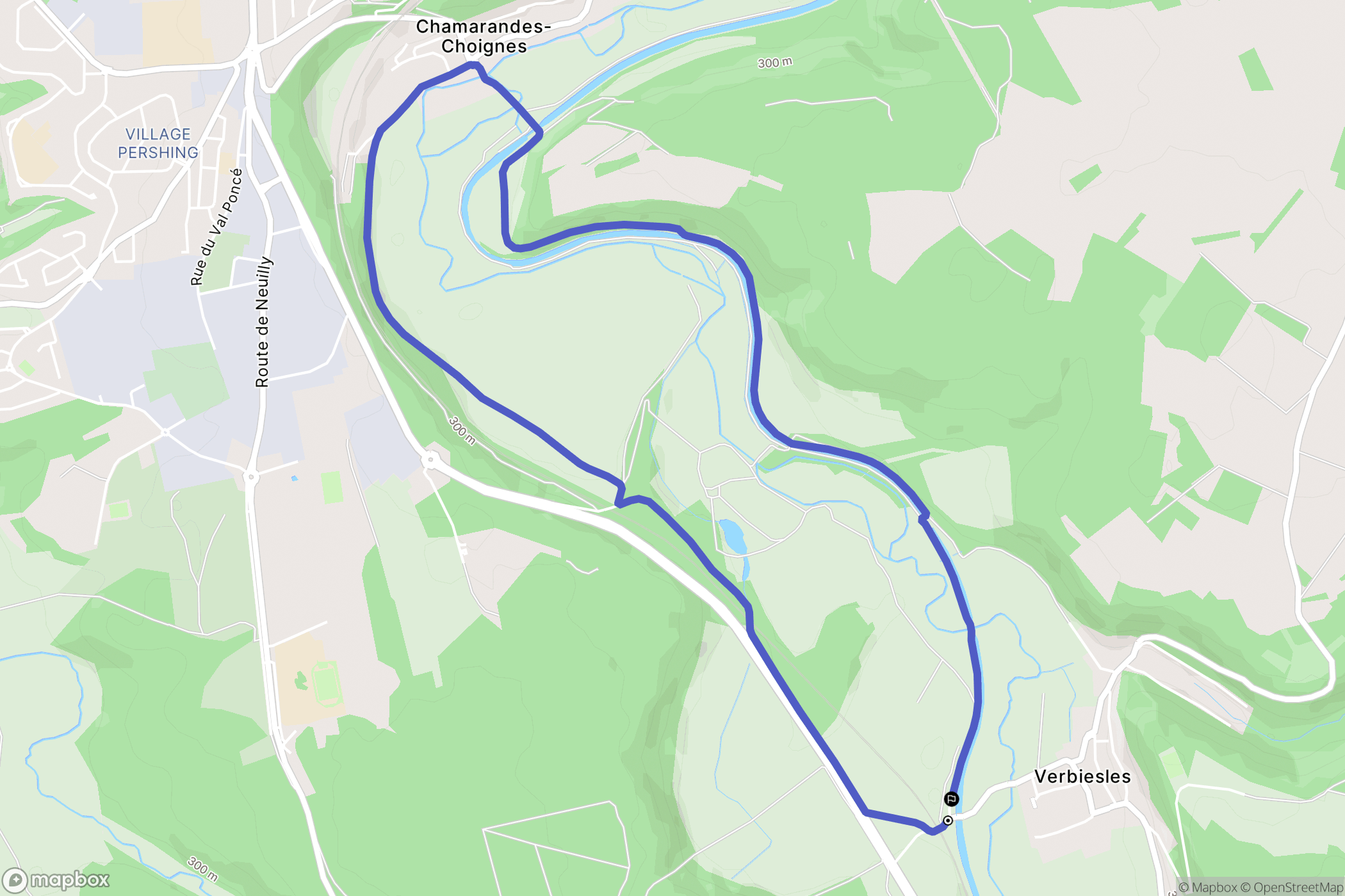 Verbiesles : carte du parcours de randonnée - France