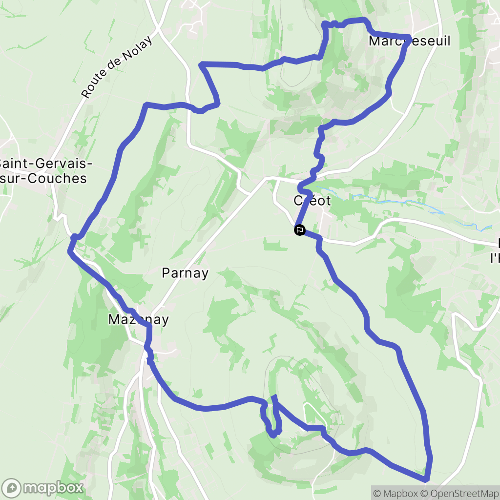 Créot : carte du parcours de randonnée - France