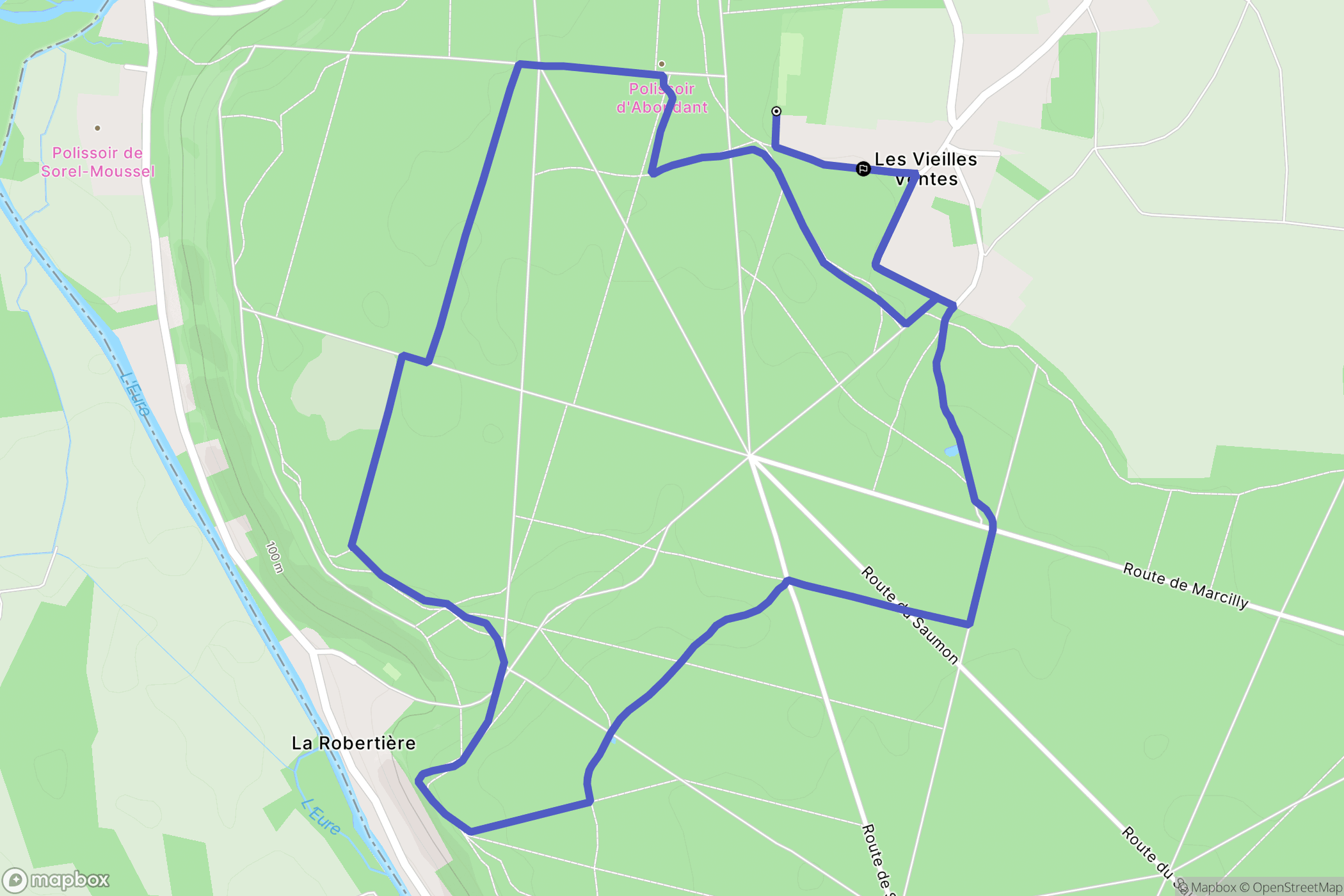 Sorel-Moussel : carte du parcours de randonnée - France