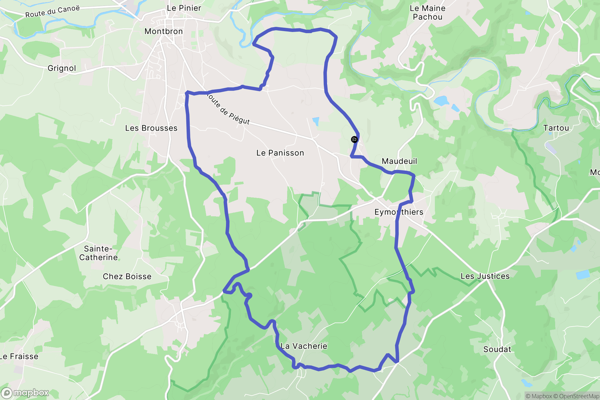 Eymouthiers : carte du parcours de randonnée - France