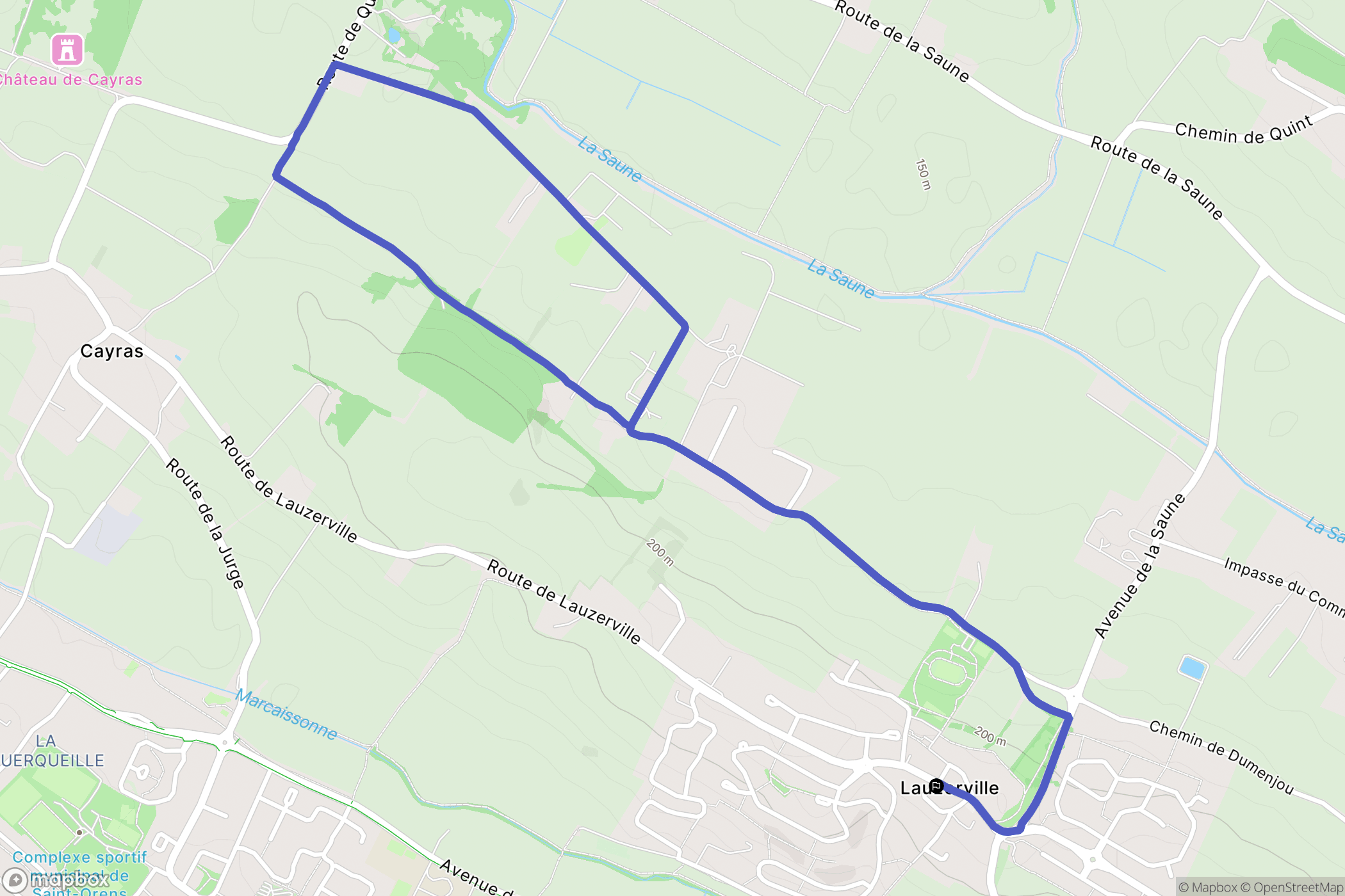 Lauzerville : carte du parcours de randonnée - France