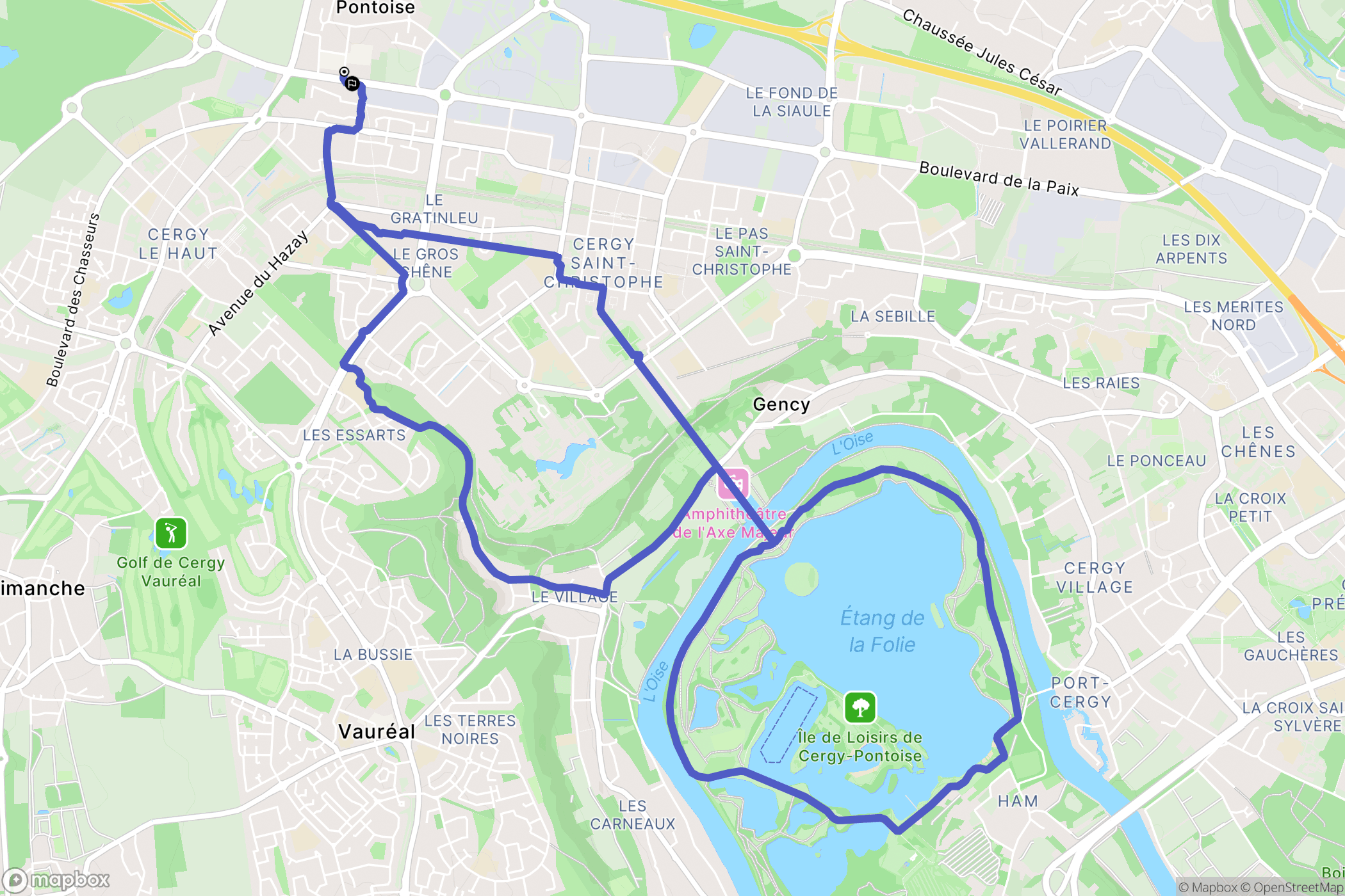 Puiseux-Pontoise : carte du parcours de randonnée - France