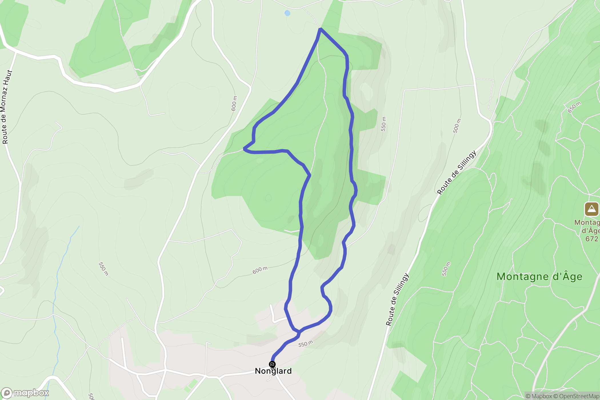 Nonglard : carte du parcours de randonnée - France