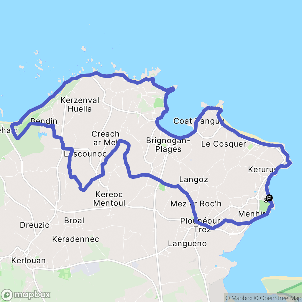 Plounéour-Brignogan-plages : carte du parcours de randonnée - France