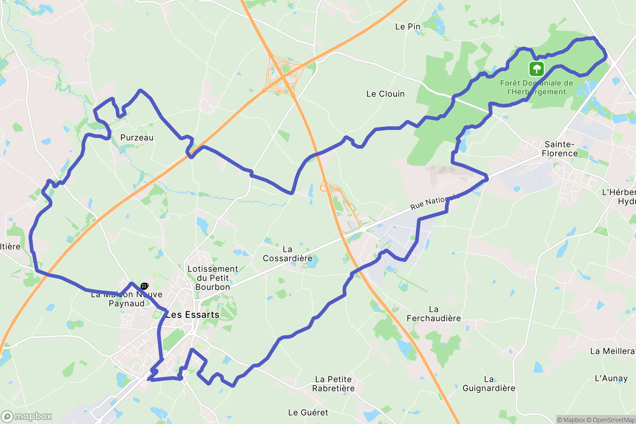 Essarts-en-Bocage : carte du parcours de randonnée - France