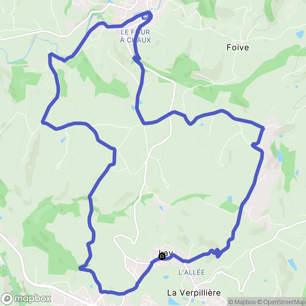 Lay : carte du parcours de randonnée - France