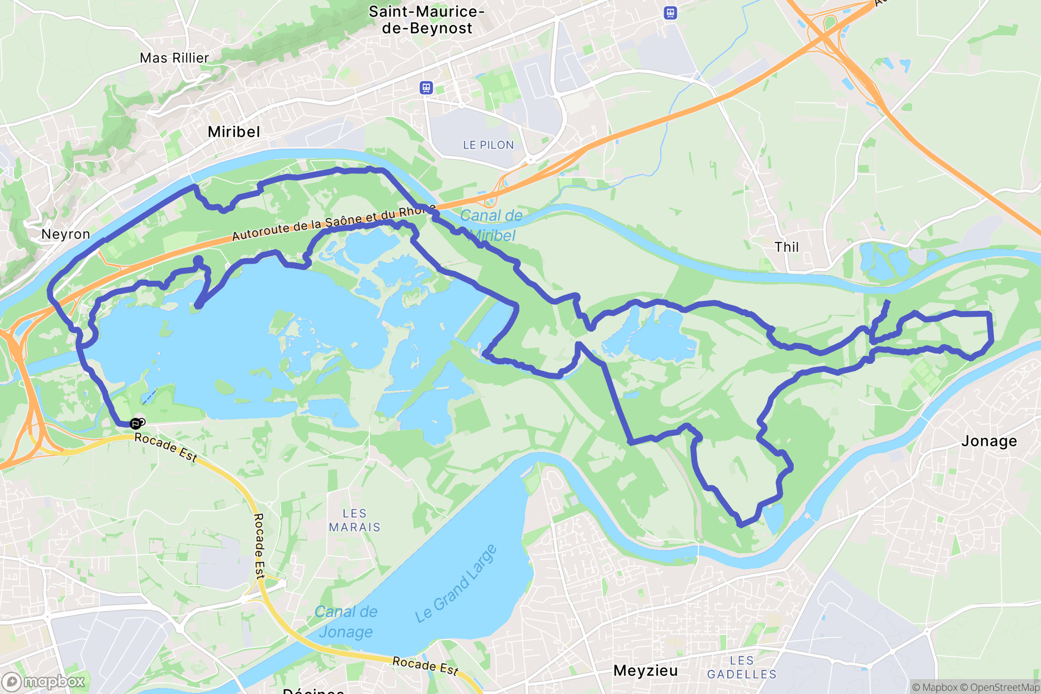 Vaulx-en-Velin : carte du parcours de randonnée - France