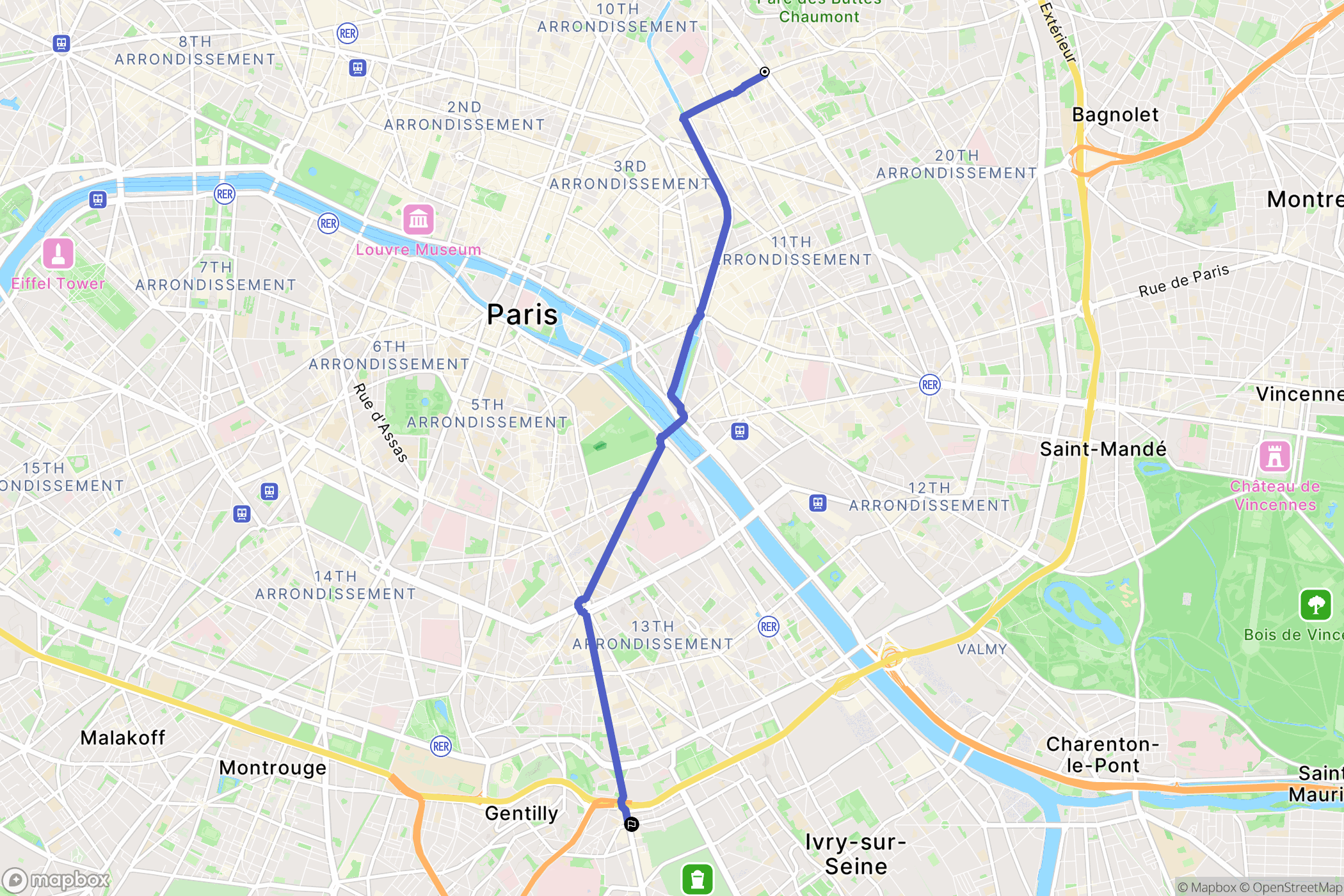 Paris : carte du parcours de randonnée - France