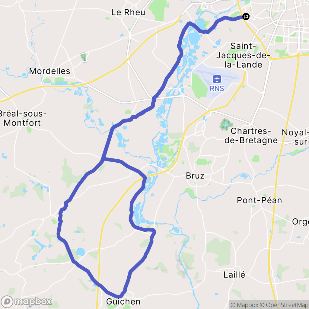 Rennes : carte du parcours de randonnée - France