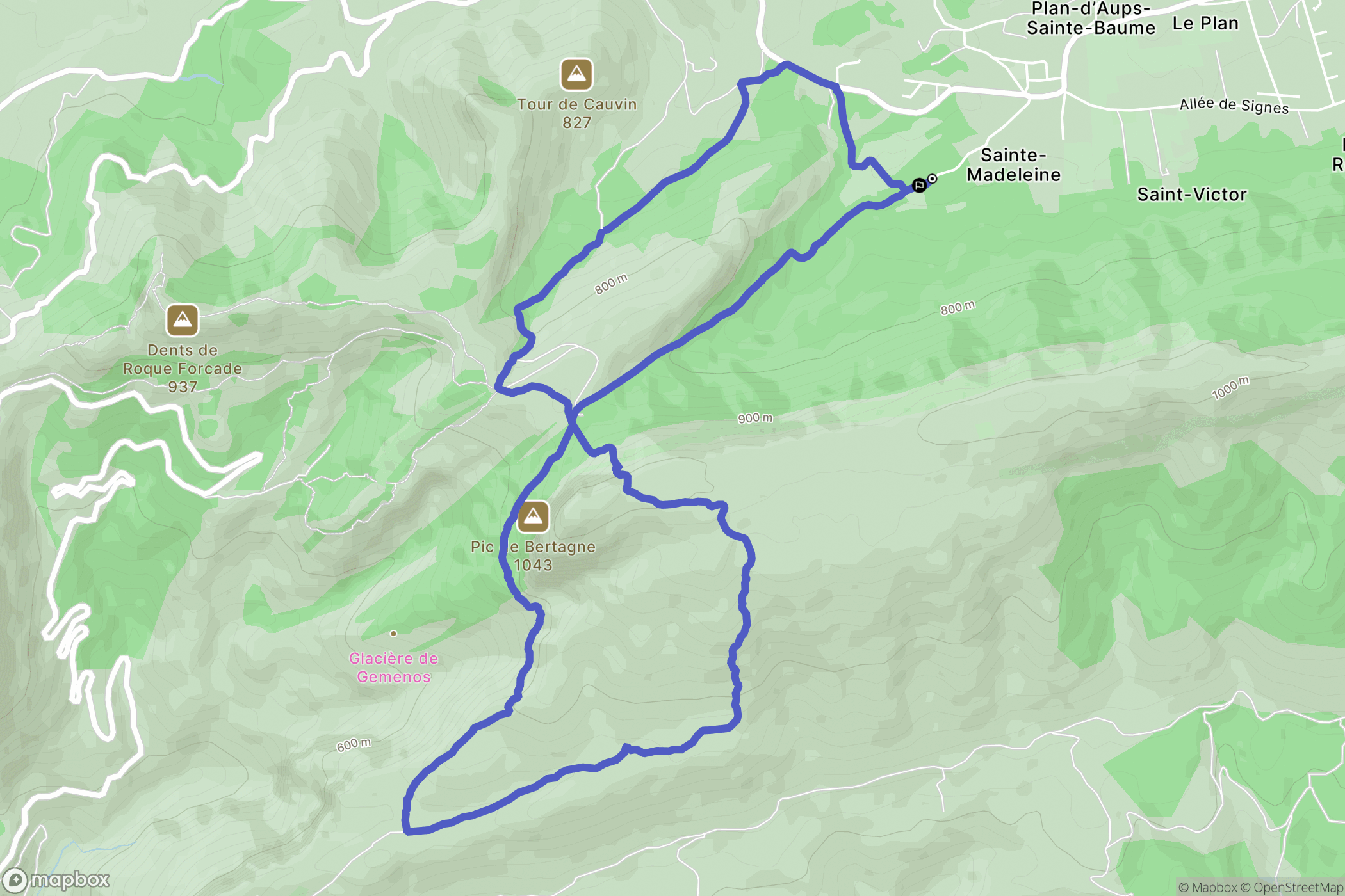Plan-d'Aups-Sainte-Baume : carte du parcours de randonnée - France