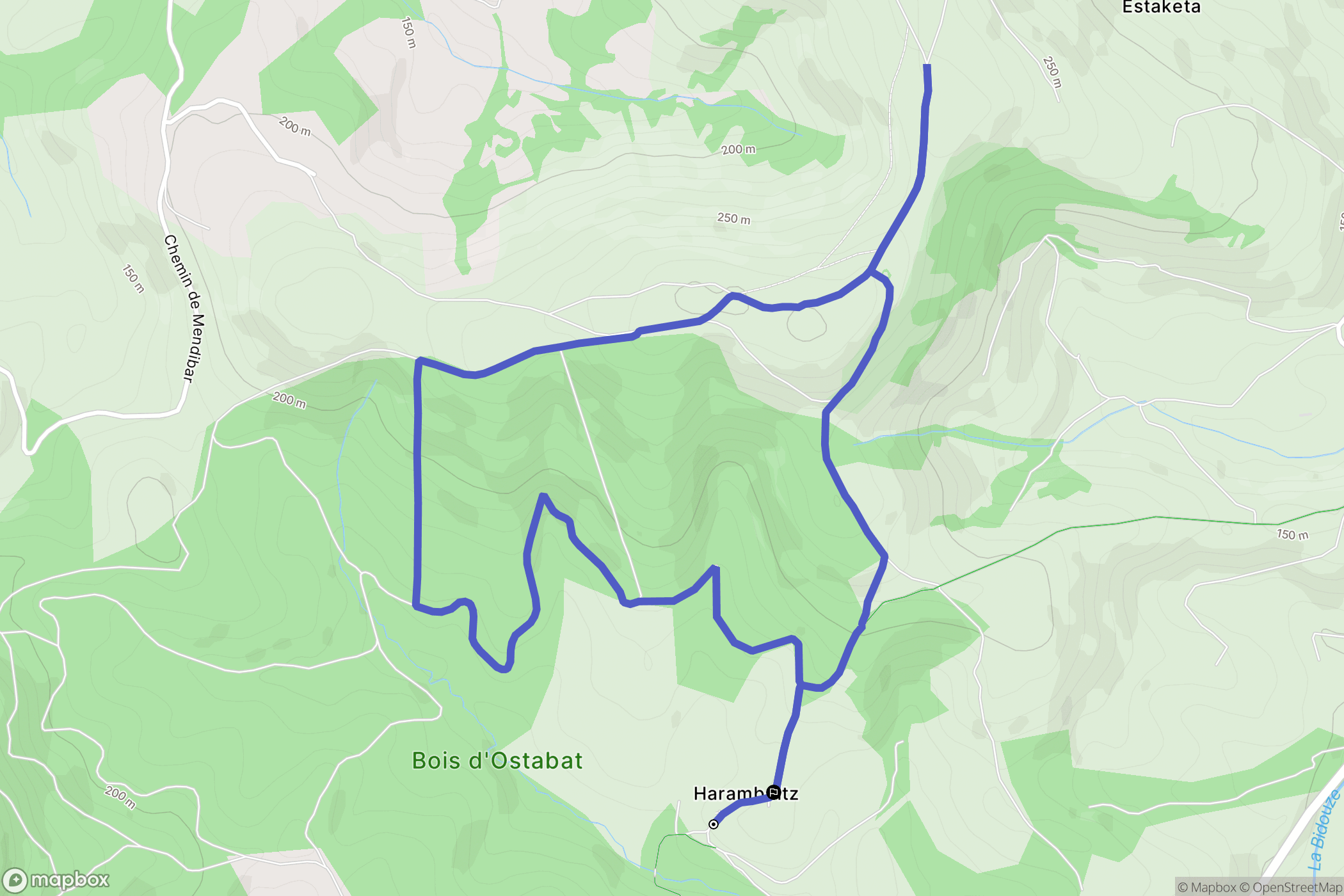 Ostabat-Asme : carte du parcours de randonnée - France