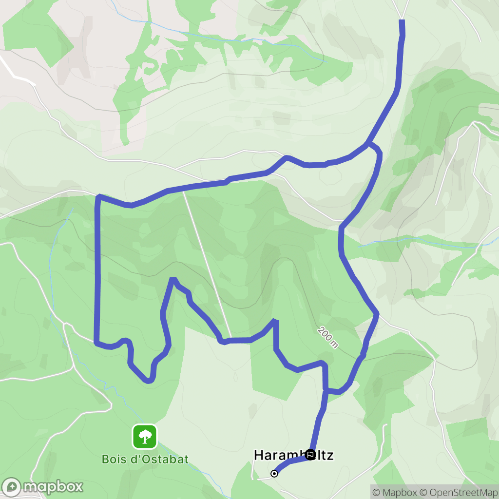 Ostabat-Asme : carte du parcours de randonnée - France