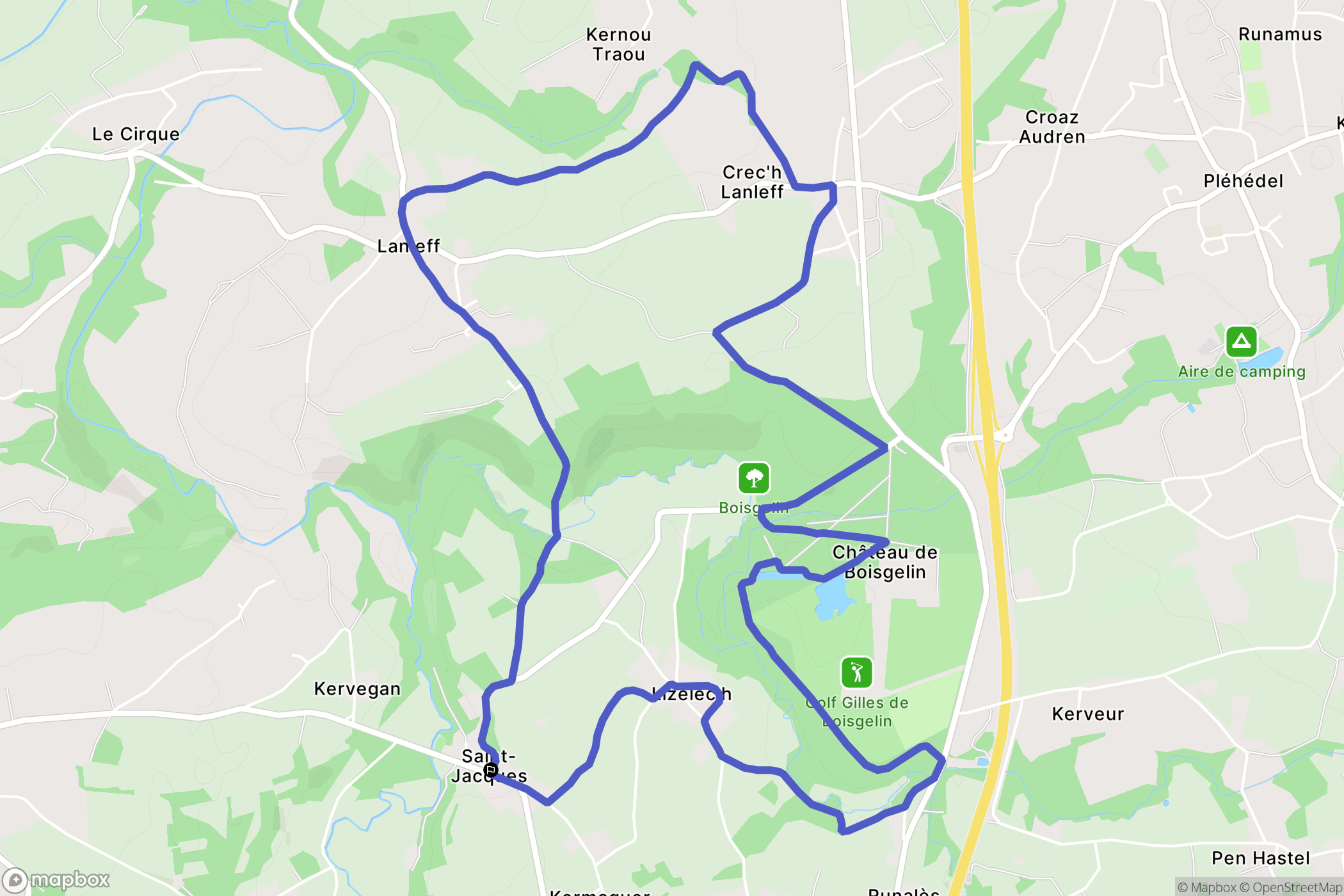 Tréméven : carte du parcours de randonnée - France