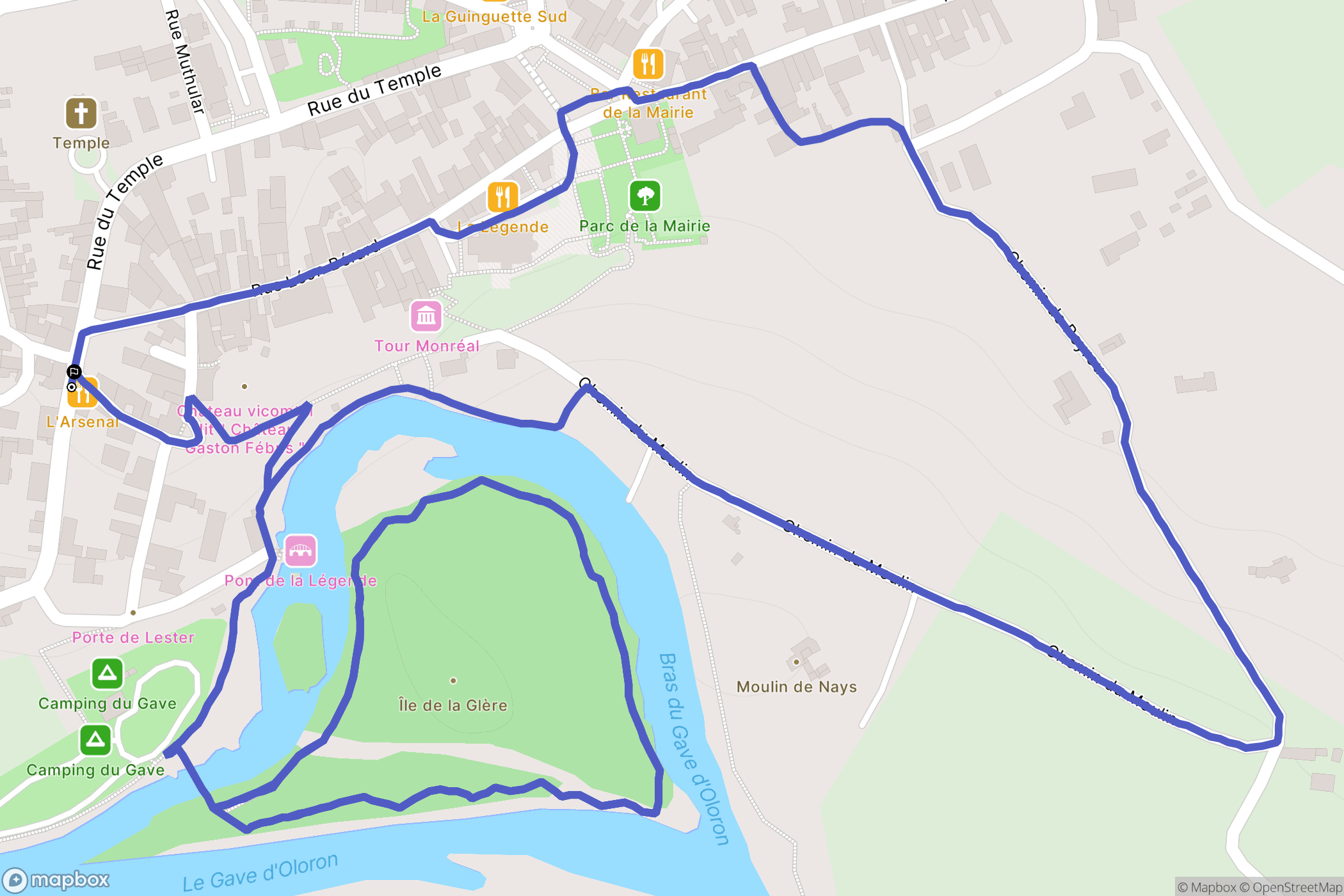 Sauveterre-de-Béarn : carte du parcours de randonnée - France